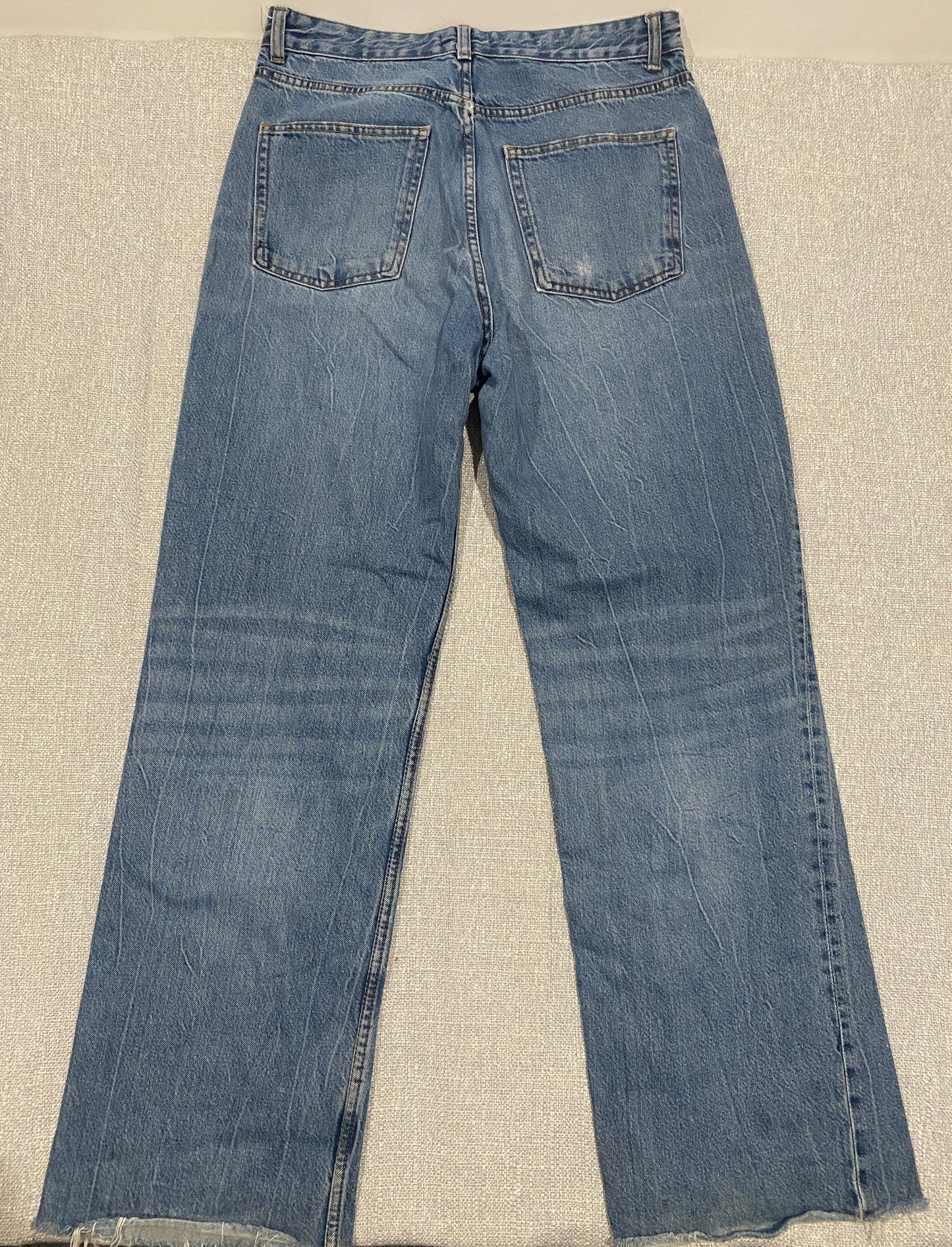 Zara women’s size 10 denim jeans straight ripped hem