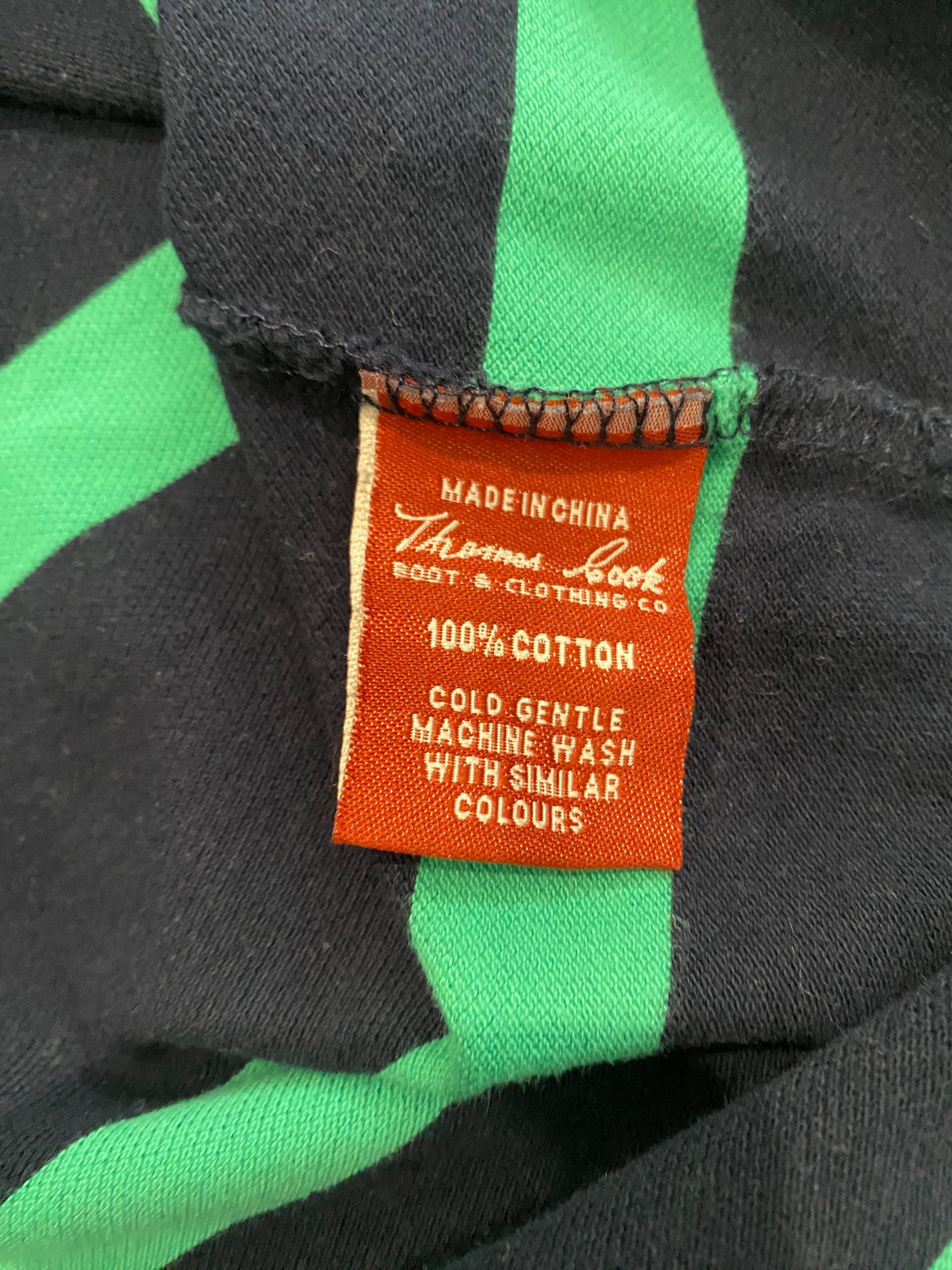 Thomas Cook Classic Favourite Polo Shirt Men’s Small Blue Green Striped Cotton