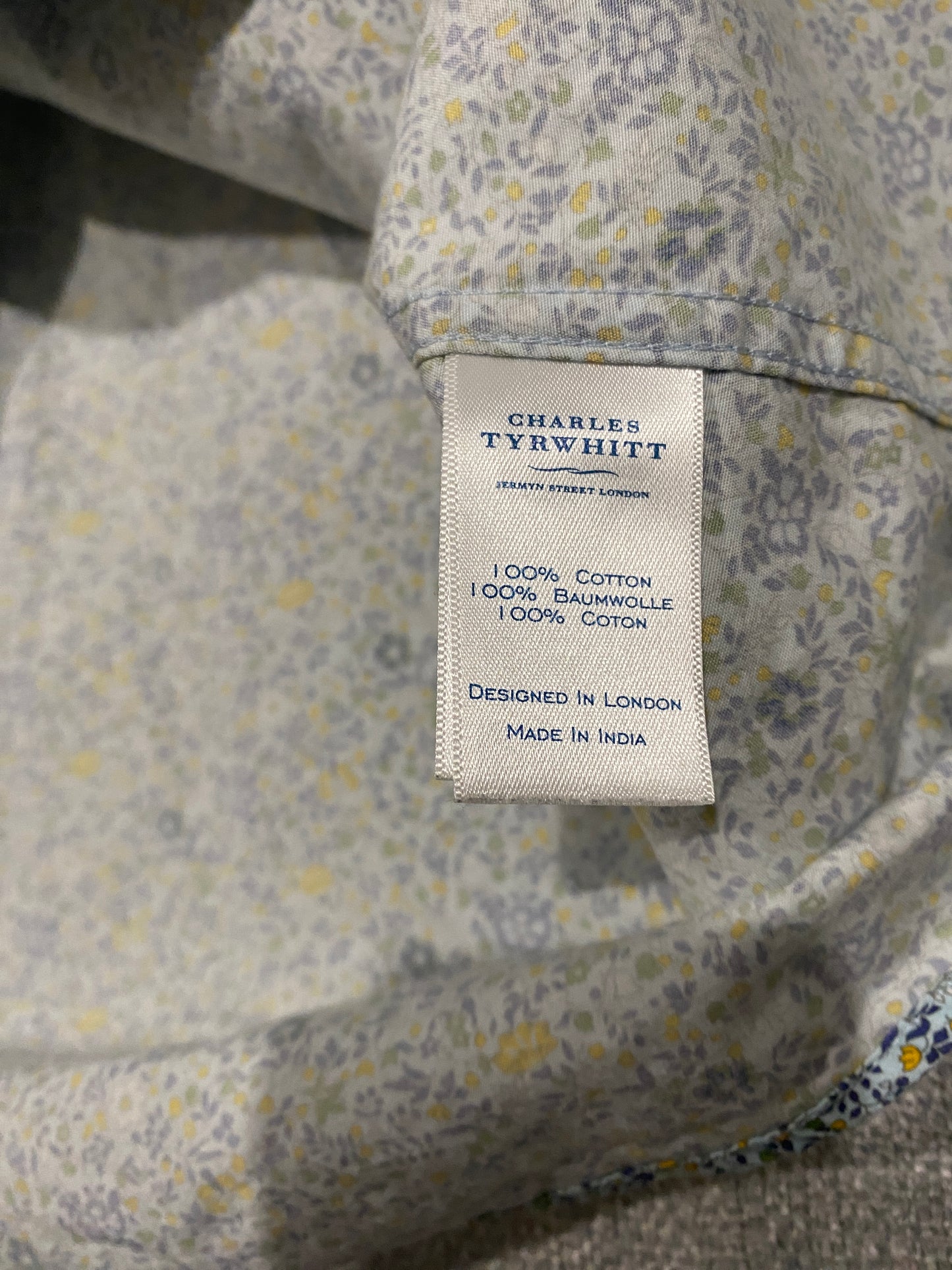 Charles Tyrwhitt Shirt Mens Large Floral Slim Fit Button Up Long Sleeve Cotton