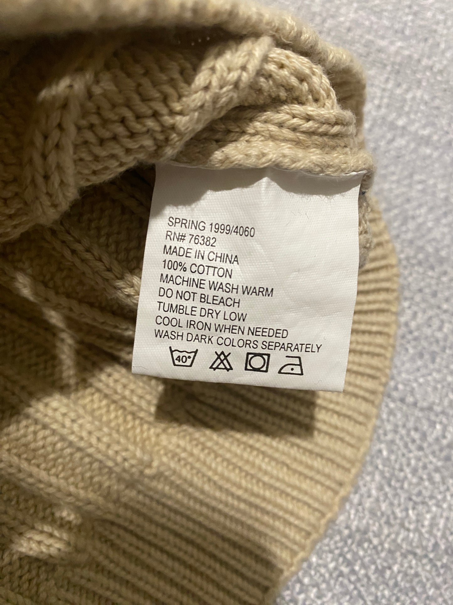 Timberland Vintage Knit Jumper Mens Large Beige Ribbed
