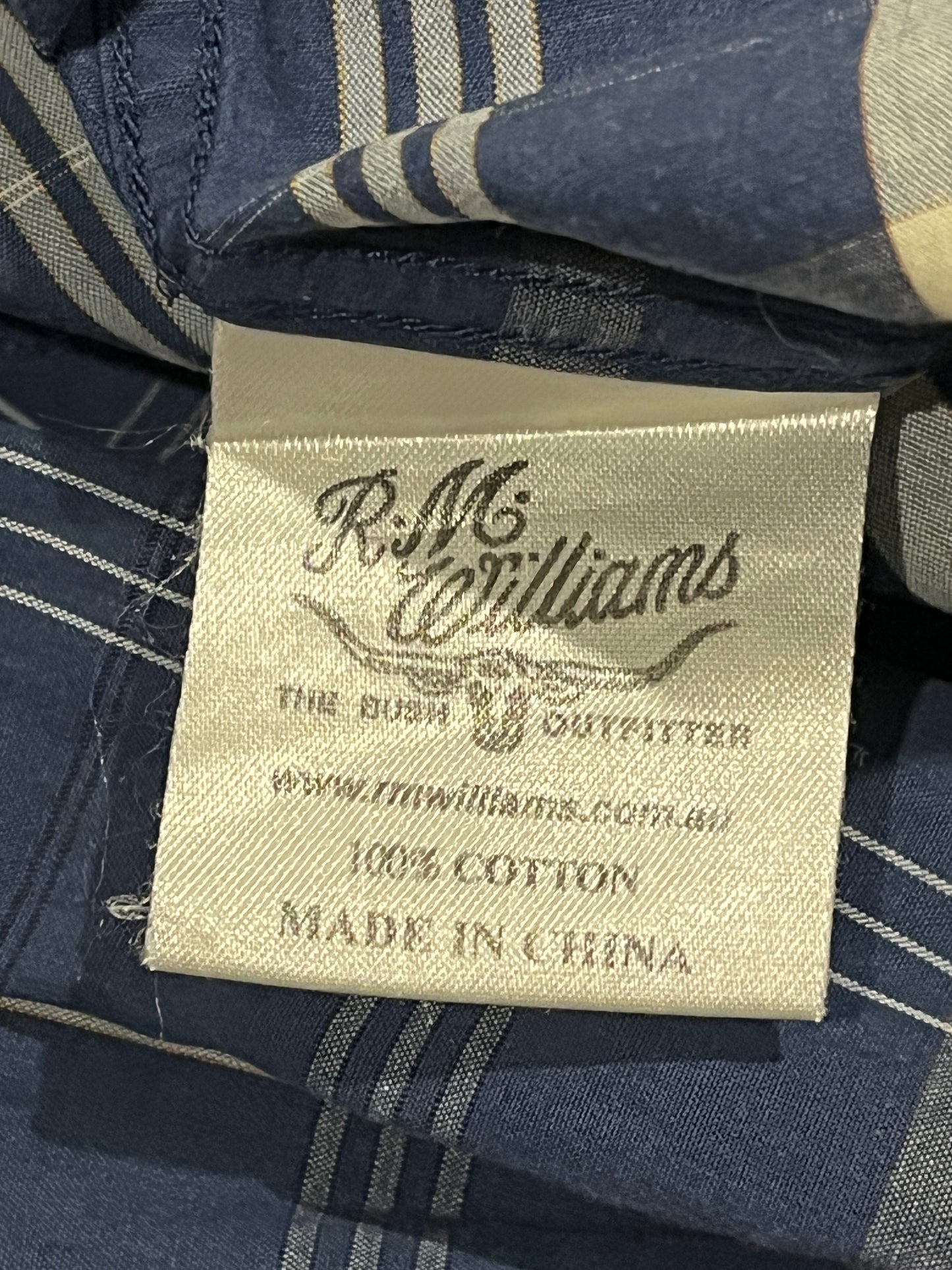R.M. Williams Blue Check Long Sleeve Button Up Shirt Mens Large Cotton