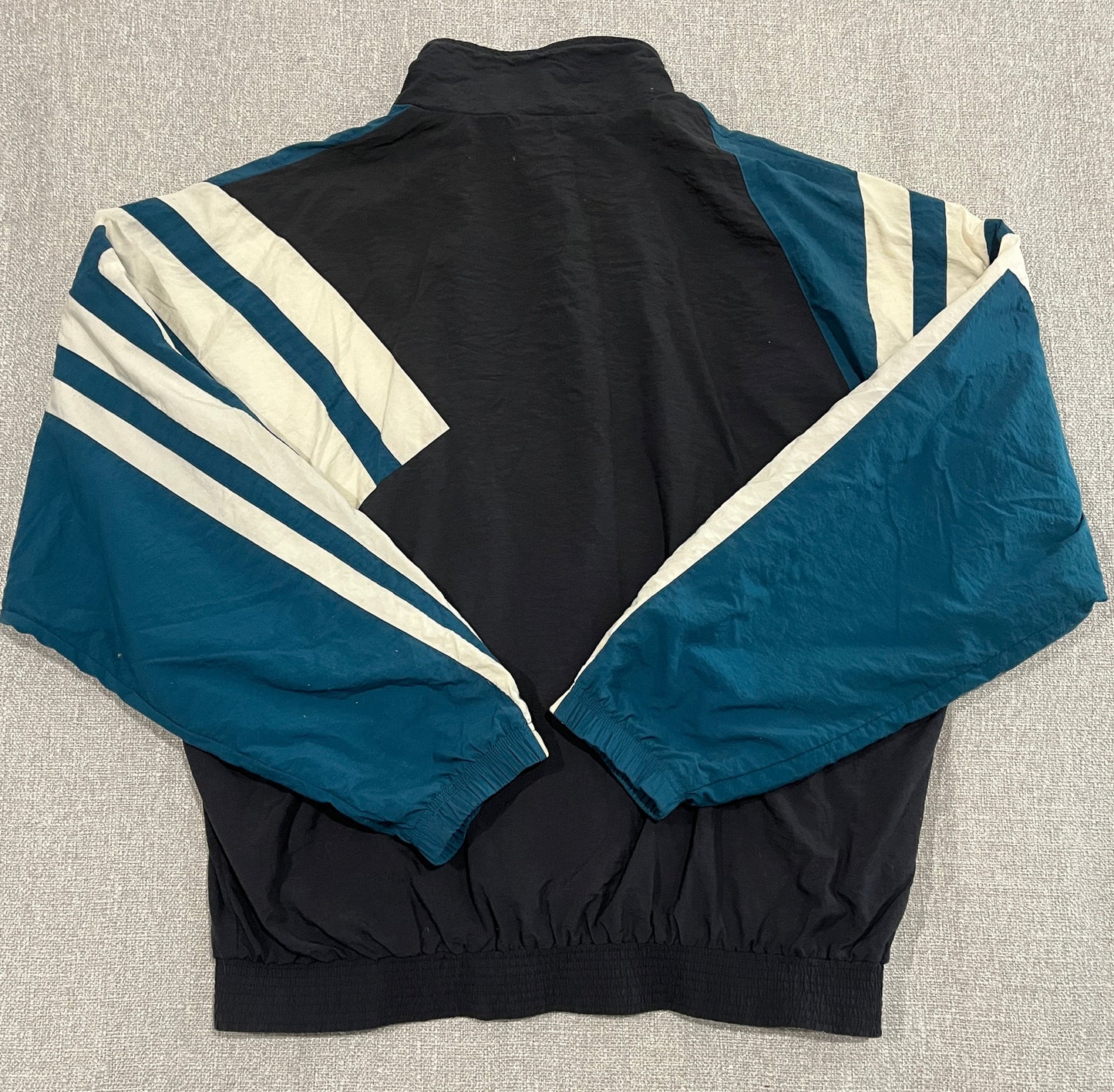 Vintage Adidas Colourblock Track Jacket Men’s XL Teal Black White Retro 90s