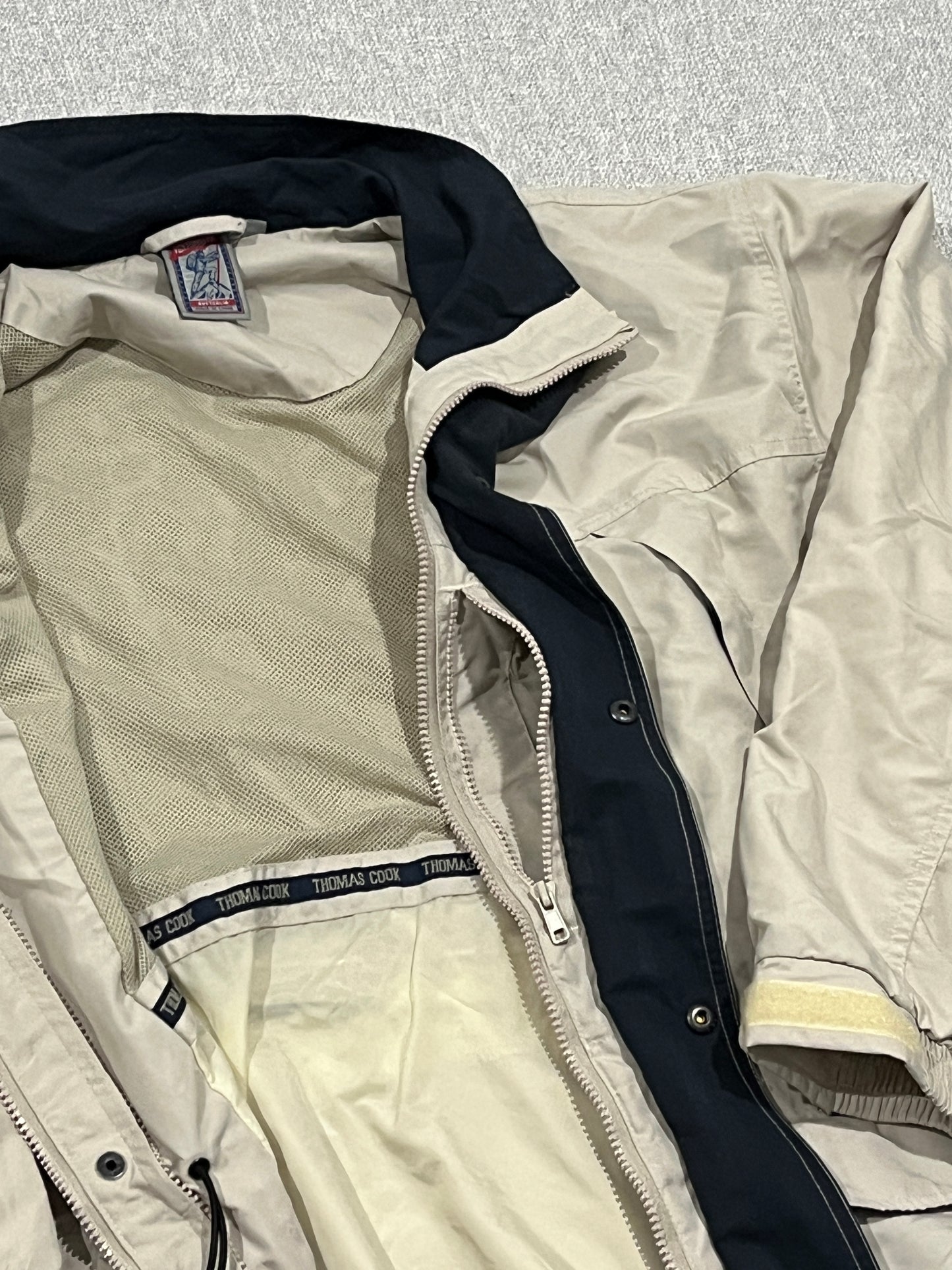 Thomas Cook VenturLite Waterproof Jacket Mens M Beige Outdoor Hiking Teflon Coat
