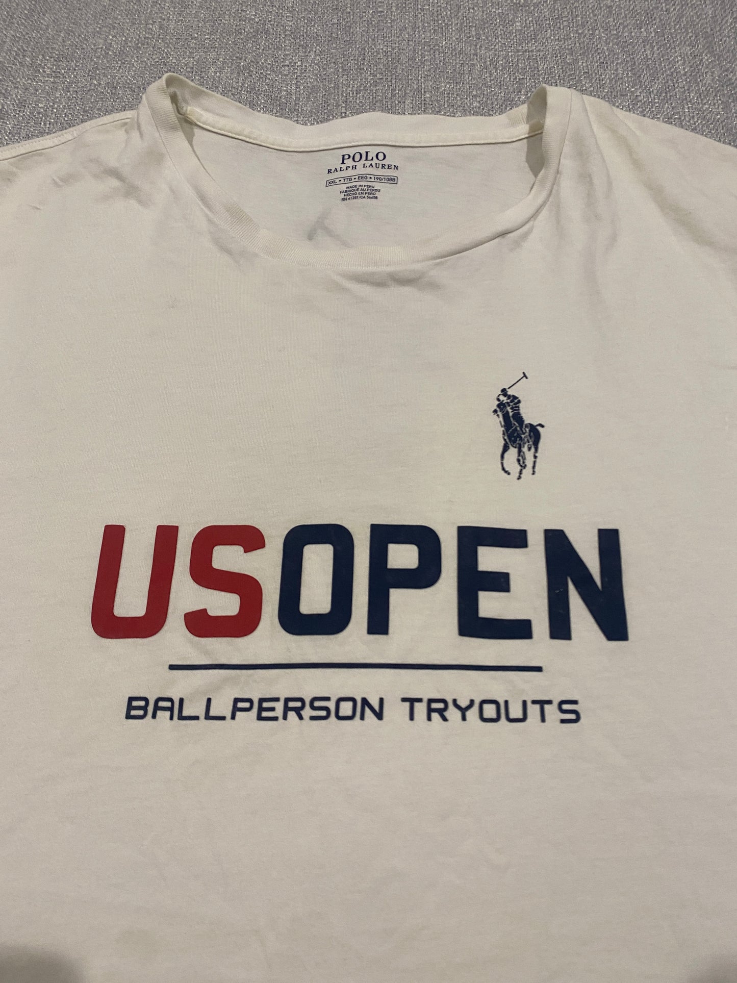 Polo Ralph Lauren US Open Tee Mens 2XL White Ballperson Tryouts Graphic