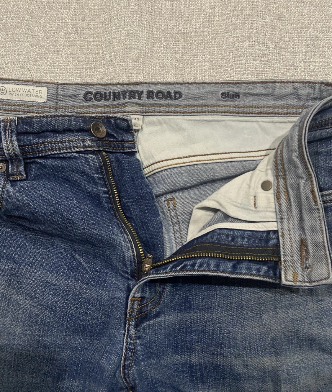 Country Road Slim Jeans Mens 32 Blue Stretch Denim Pants Tapered Casual