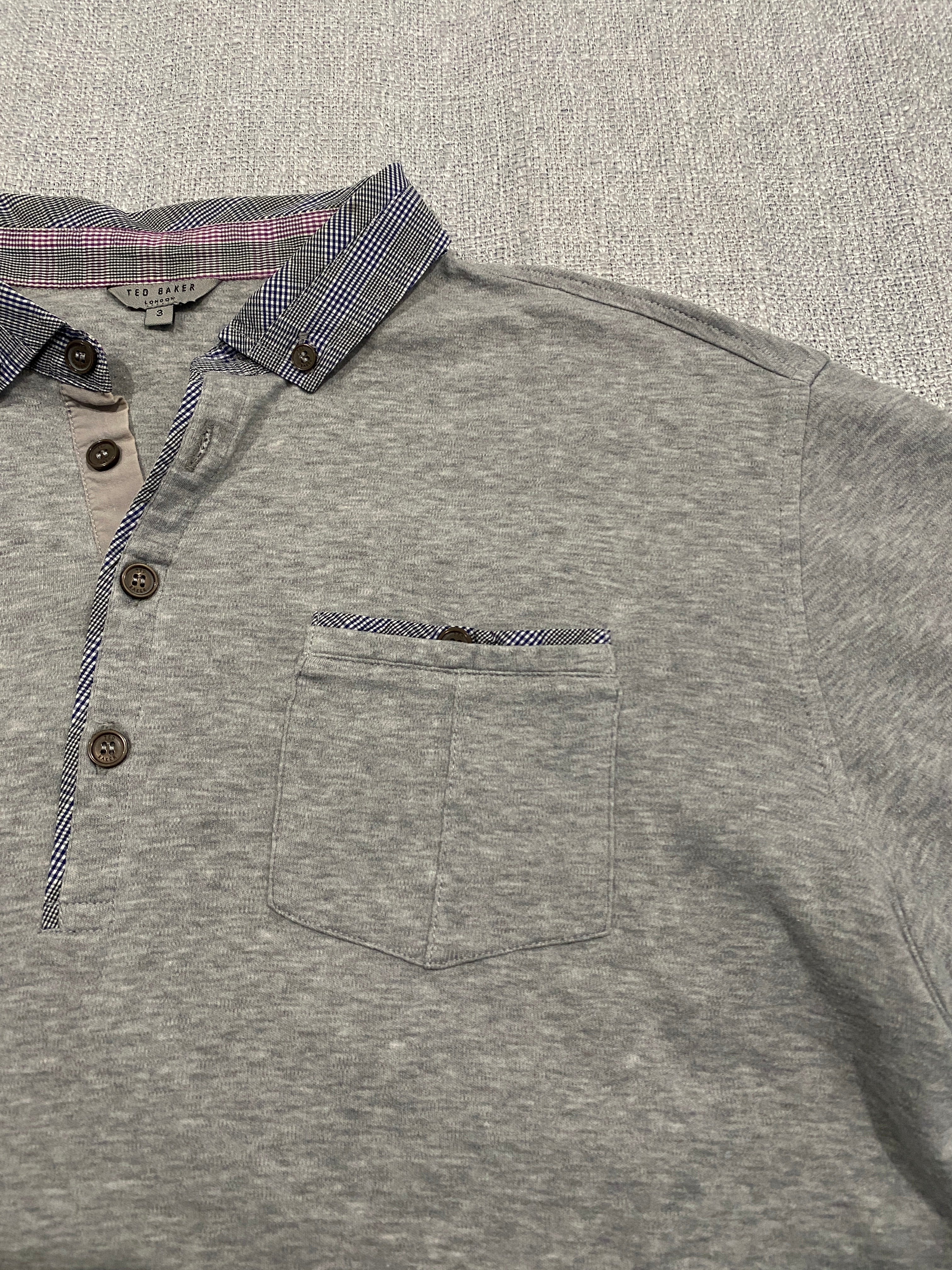 Ted Baker Polo Shirt w Plaid Collar