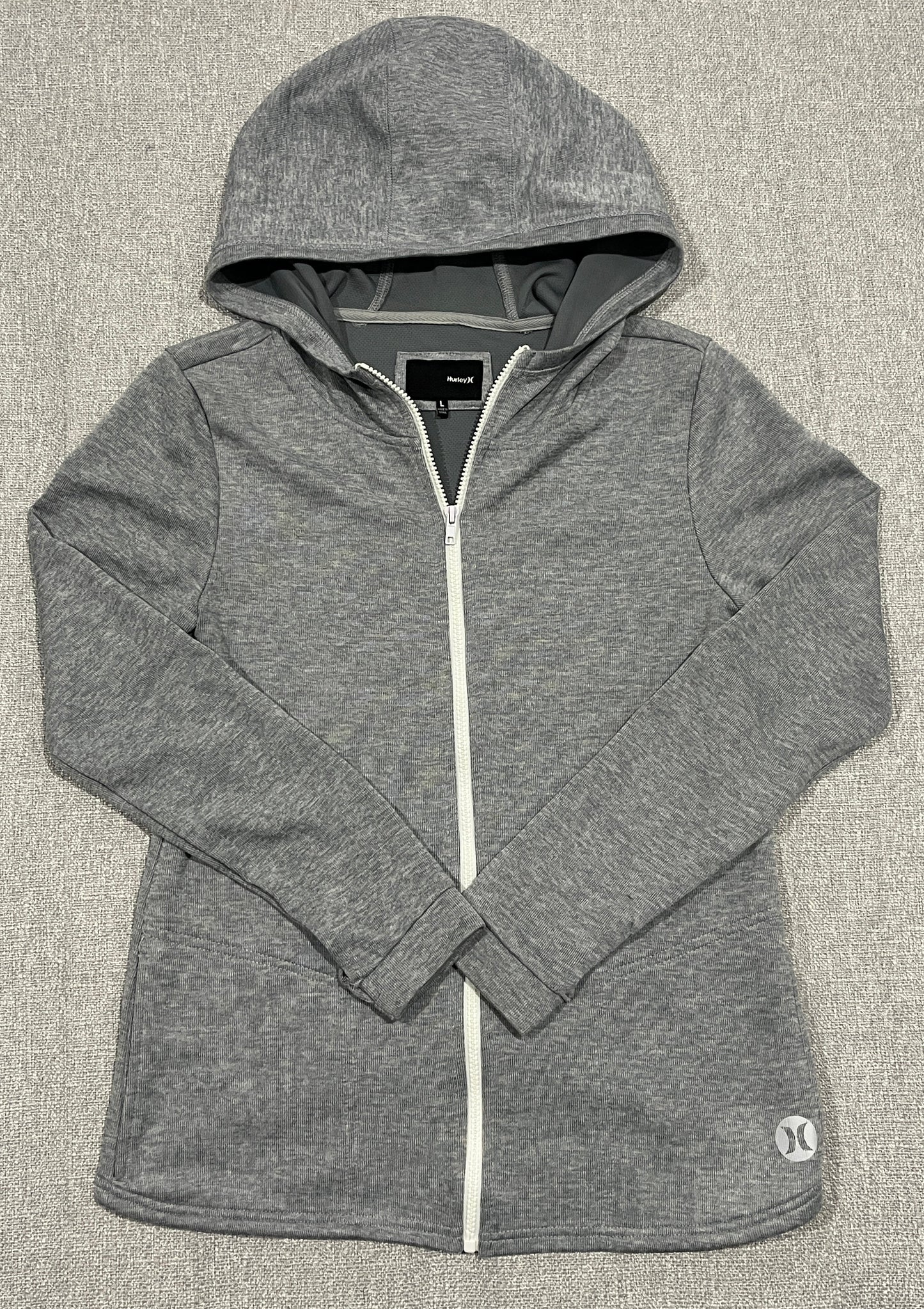 Hurley Dri-FIT Womens Full Zip Hoodie Grey Activewear Jacket Size Large L