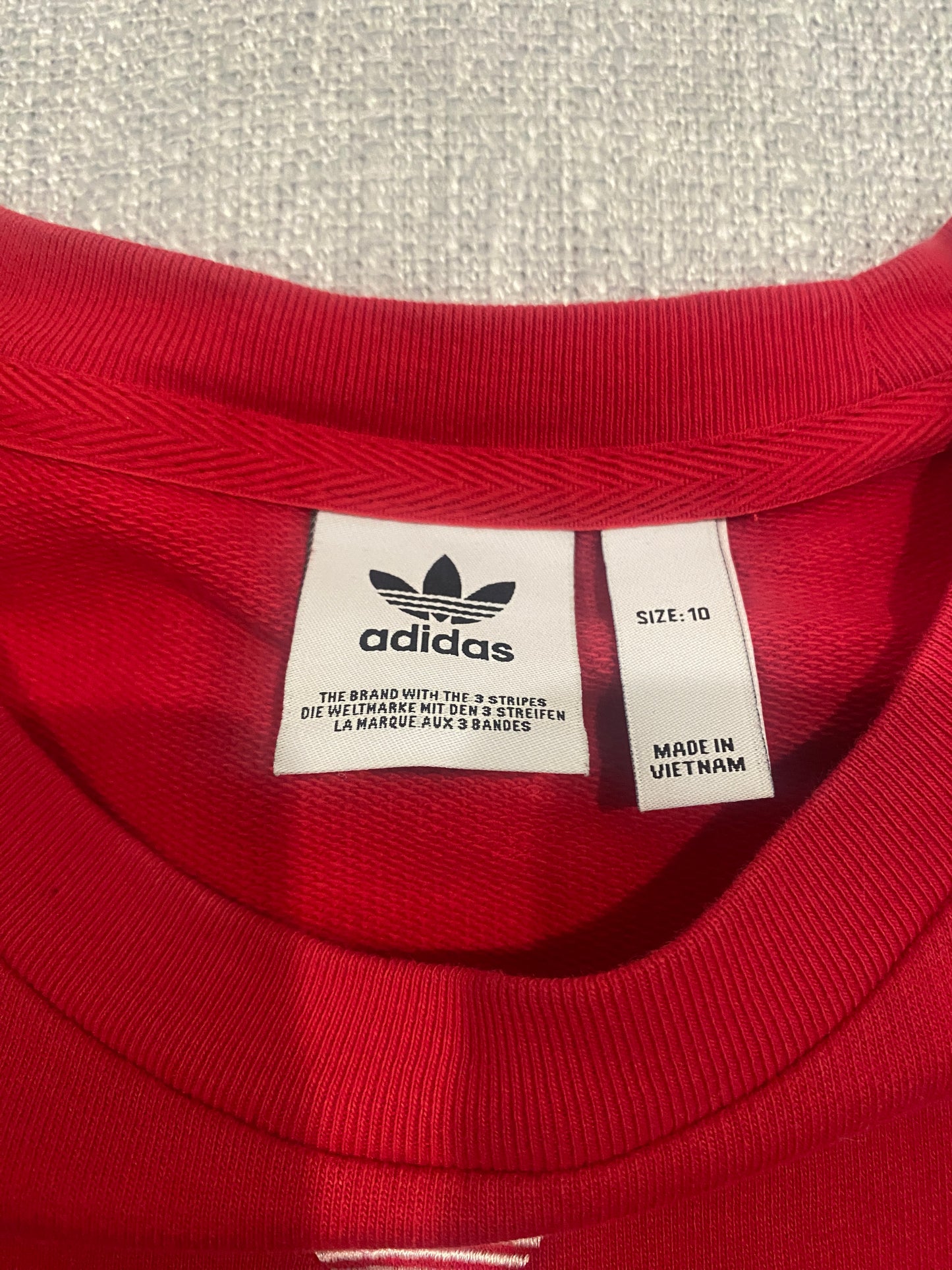 Adidas Originals Trefoil T-Shirt Womens Size 10 Red 3 Stripe Tee Dress