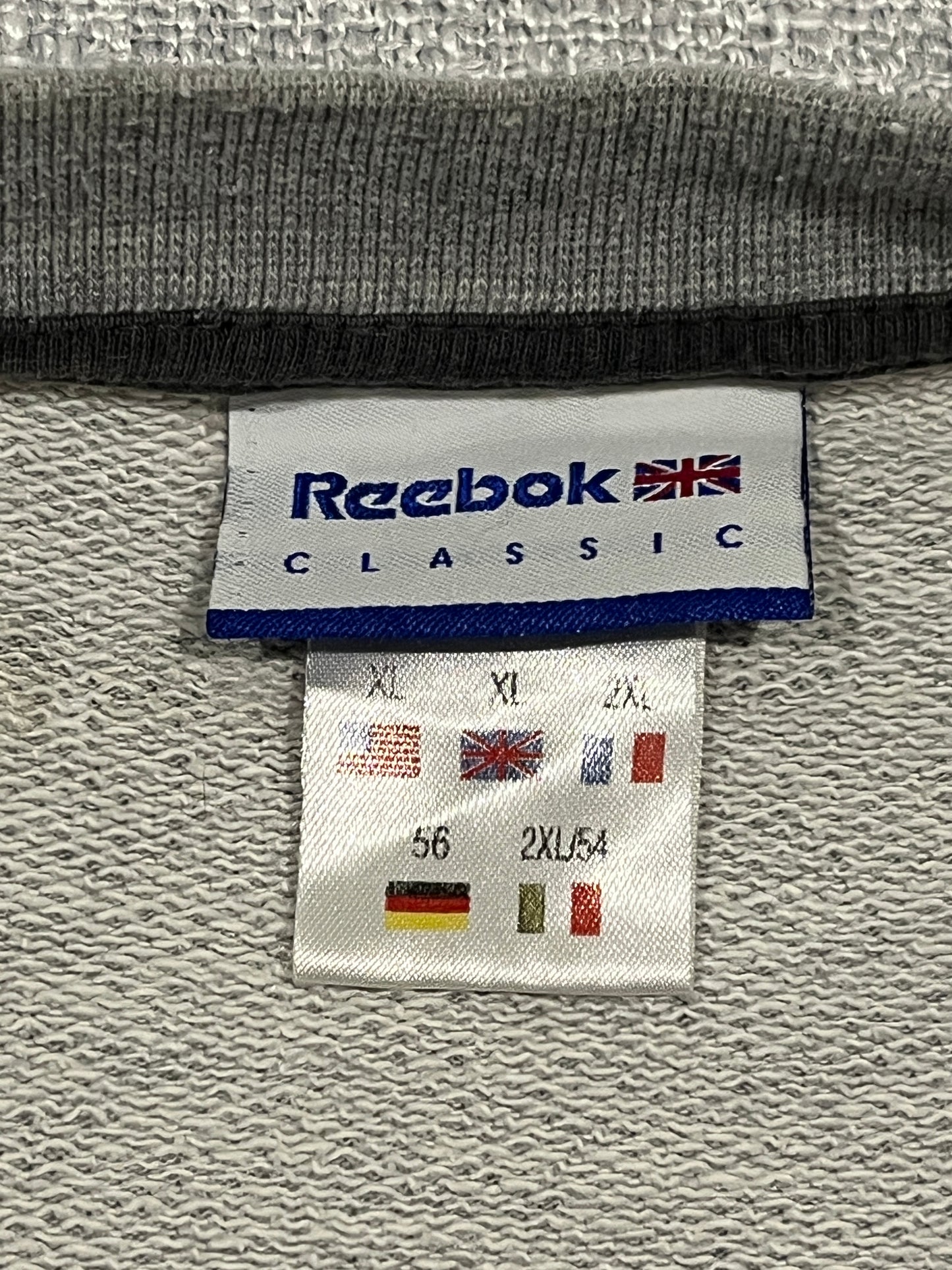 Reebok Classic Sweatshirt Mens 2XL Grey Crew Neck Pullover Jumper RC Logo
