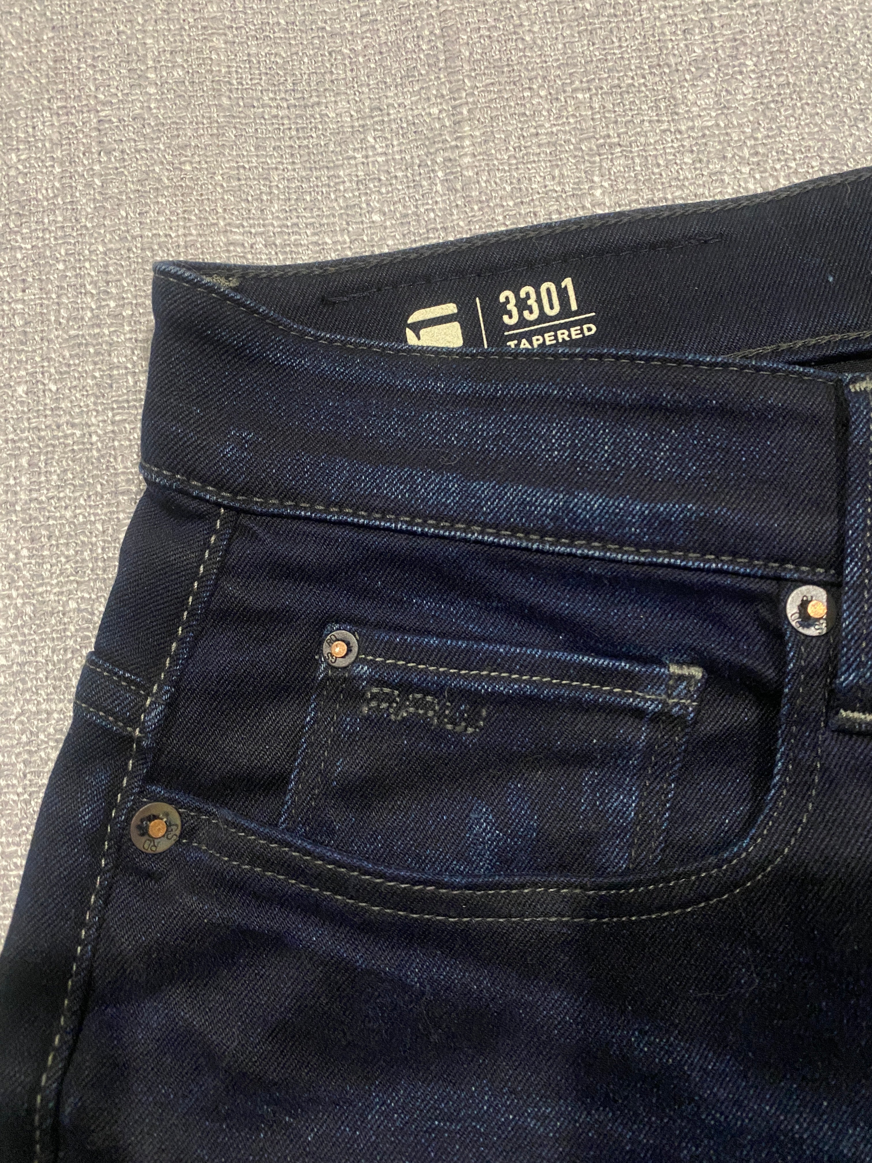 G-Star RAW 3301 Slim Fit Dark Wash Jeans Men's