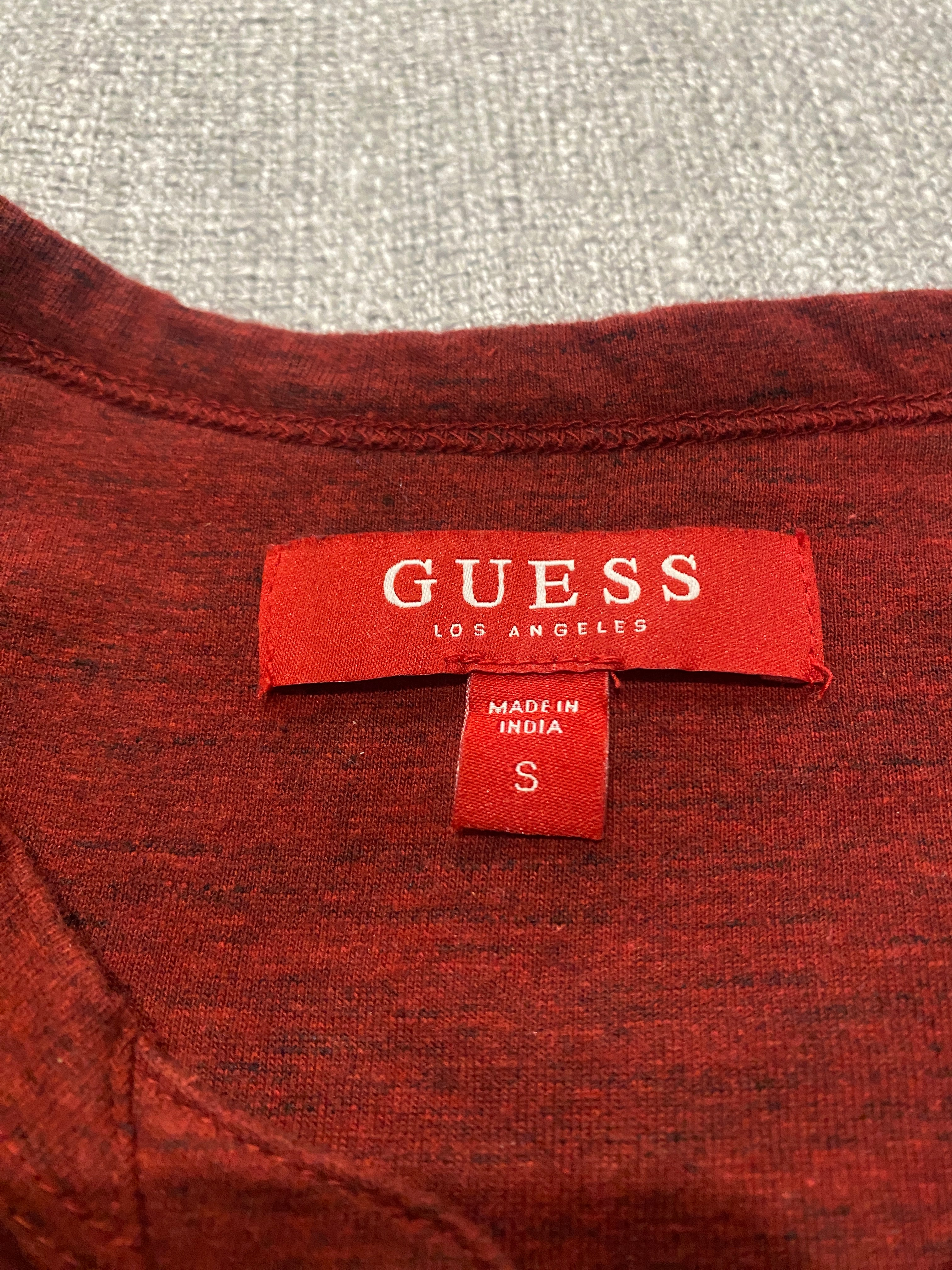 Guess Denim Red Henley Tee