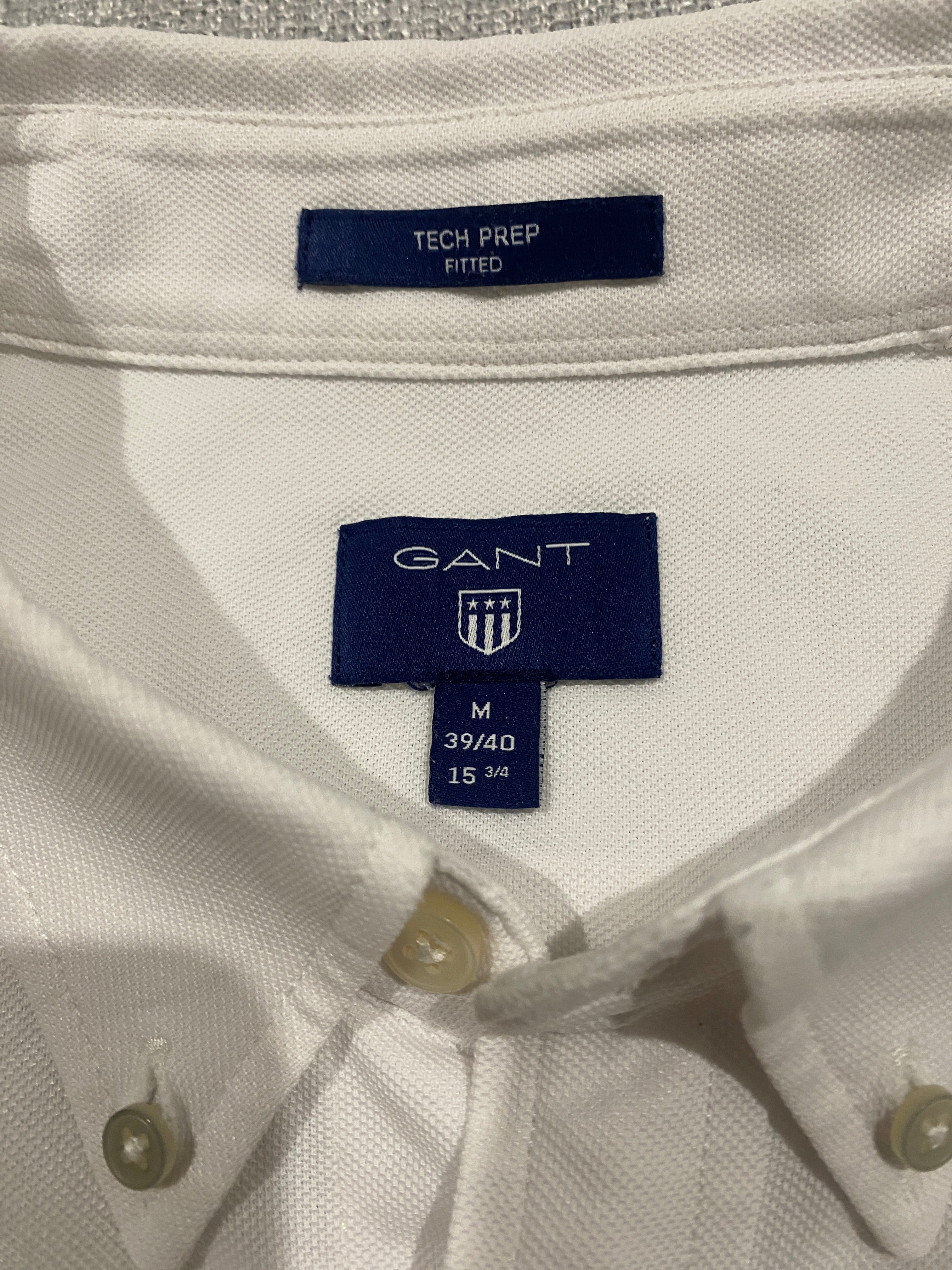 GANT Tech Prep Fitted White Button-Down Shirt