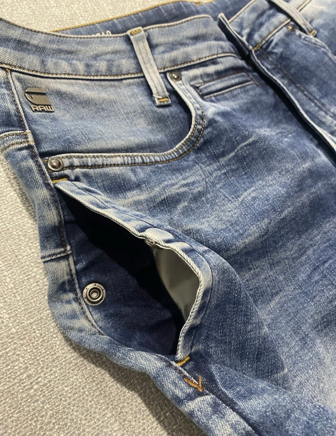 G-Star RAW D-Staq 3D Slim Jeans Men’s W32 (Measures W34) Blue Stretch Denim