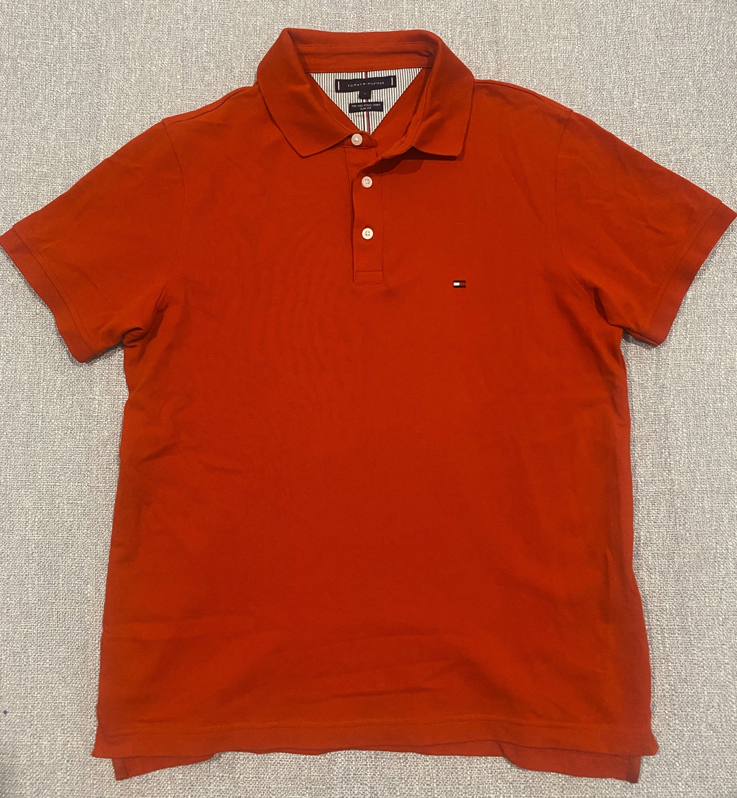 Tommy Hilfiger 1985 Polo Shirt Men’s Large Slim Fit Burnt Orange
