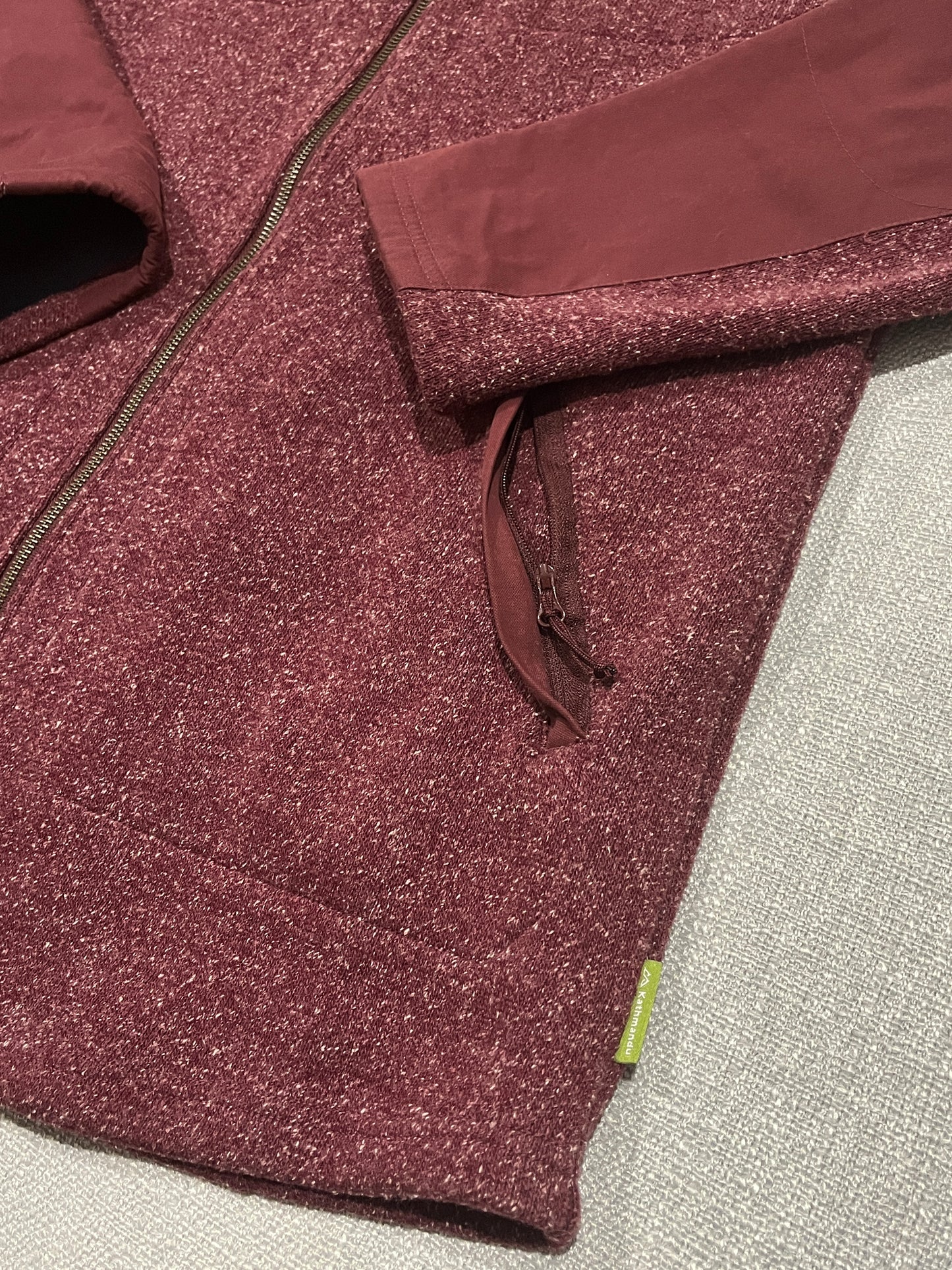 Kathmandu Womens Hooded Fleece Jacket Size 16 Burgundy Marle Full Zip Outdoor