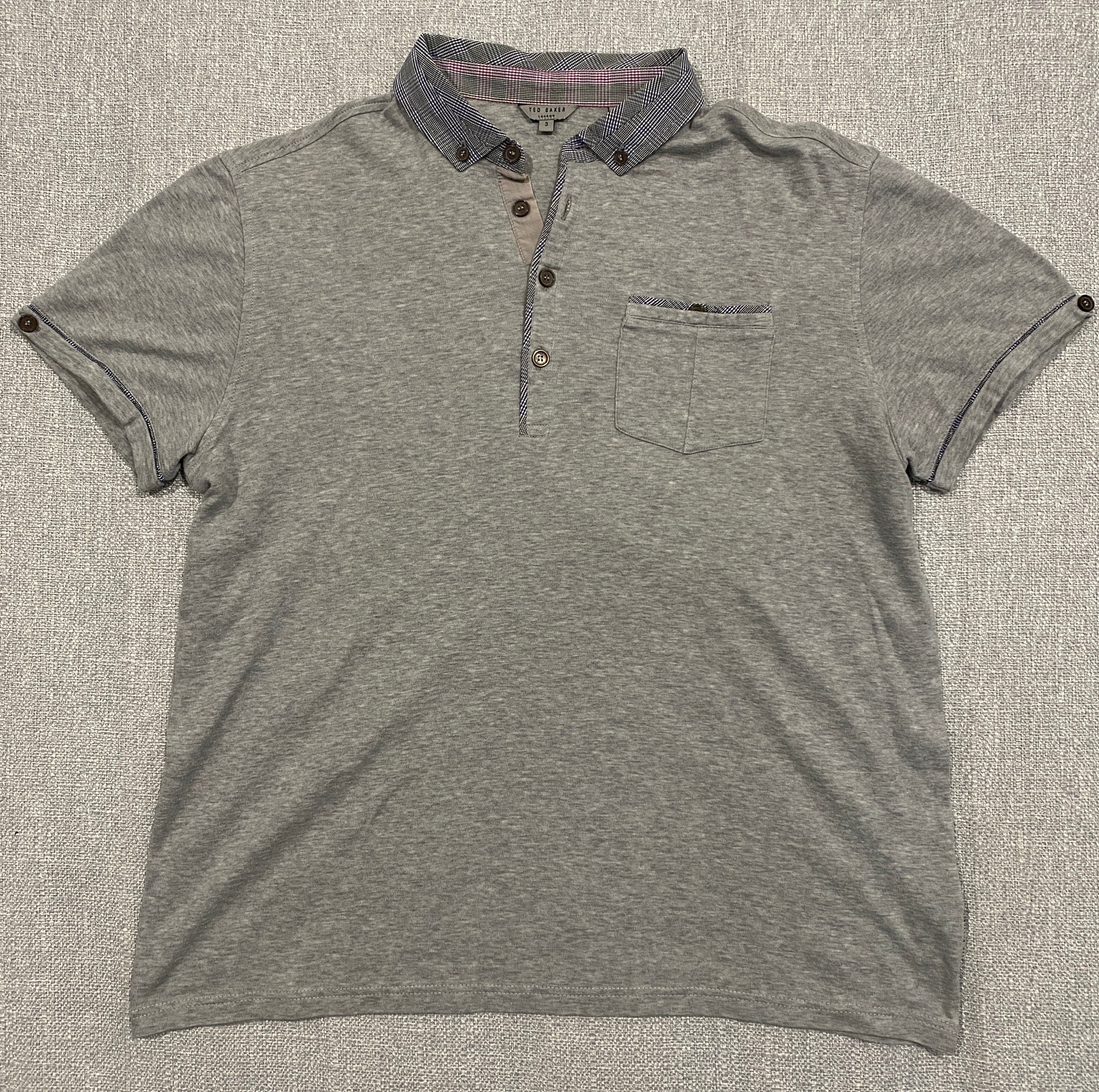 Ted Baker Polo Shirt w Plaid Collar