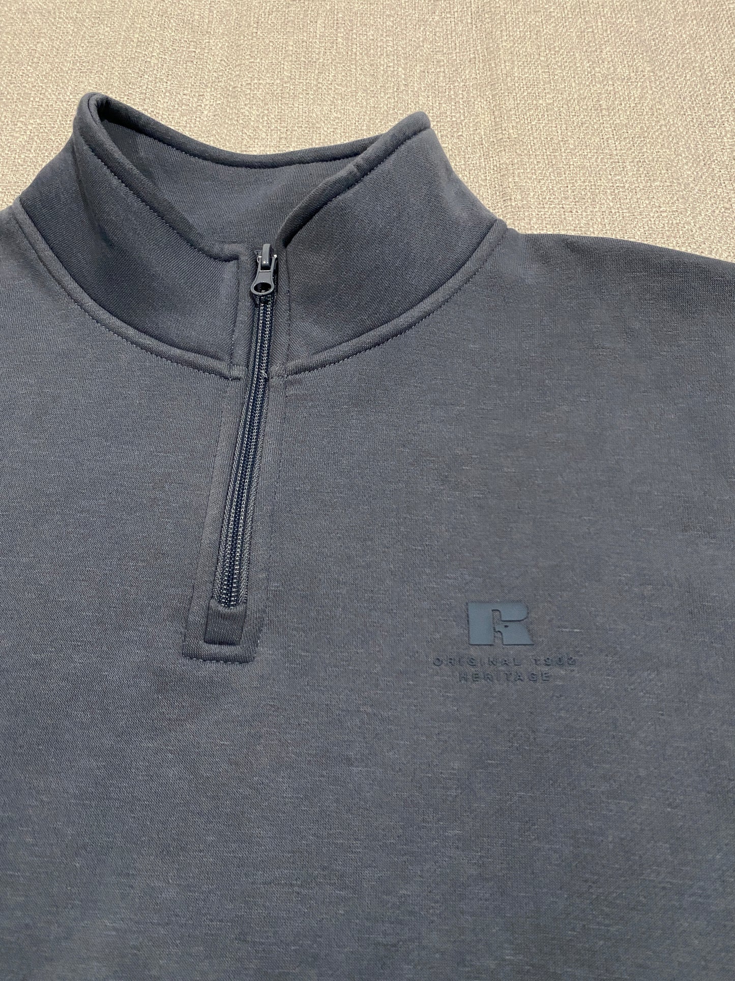 Russell Athletic Quarter Zip Sweatshirt Mens Medium Grey Pullover Fleece Jumper