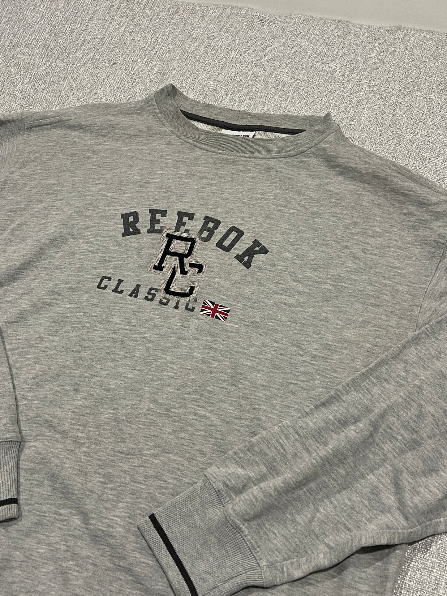 Reebok Classic Sweatshirt Mens 2XL Grey Crew Neck Pullover Jumper RC Logo