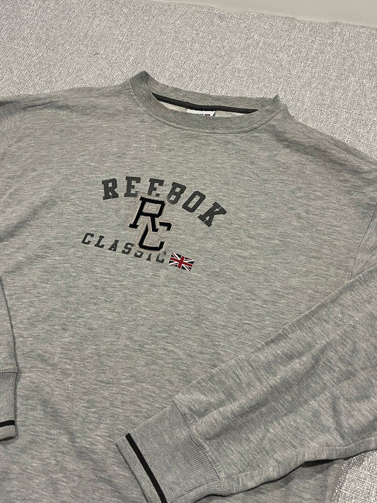 Reebok Classic Sweatshirt Mens 2XL Grey Crew Neck Pullover Jumper RC Logo