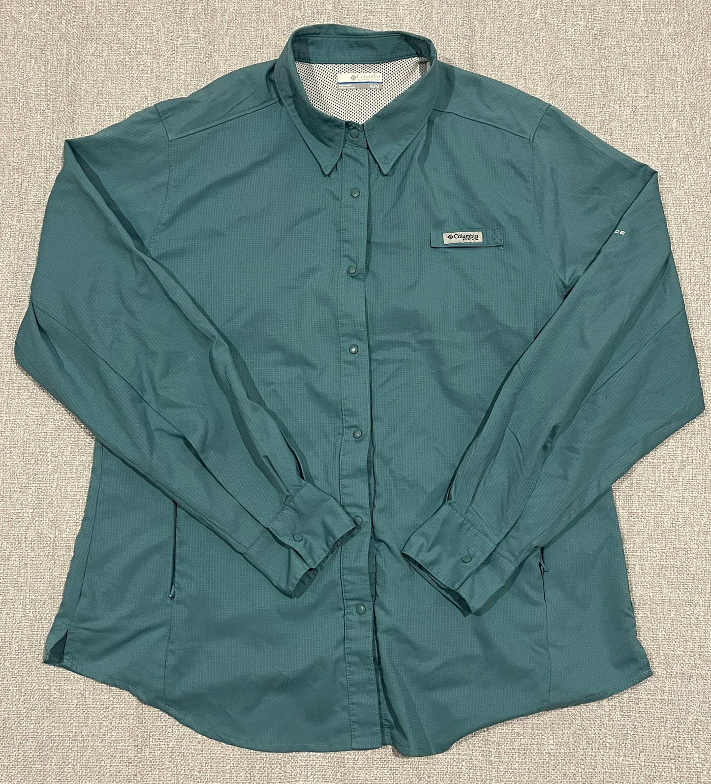 Columbia PFG Omni-Shade Womens Fishing Shirt Teal Long Sleeve XL Ventilated