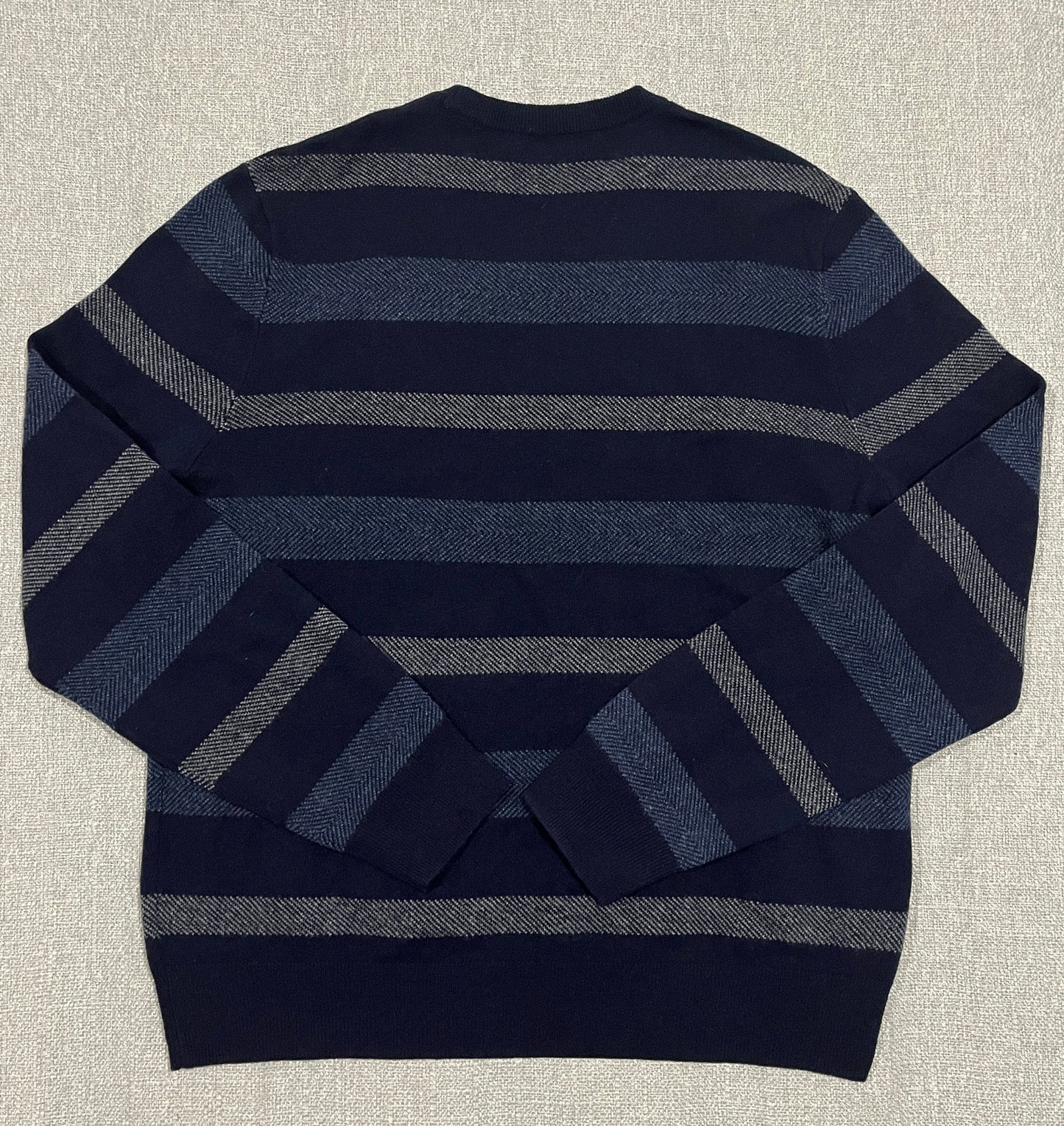 Brooks Brothers Wool Blend Striped Knit Jumper Medium Navy Crew