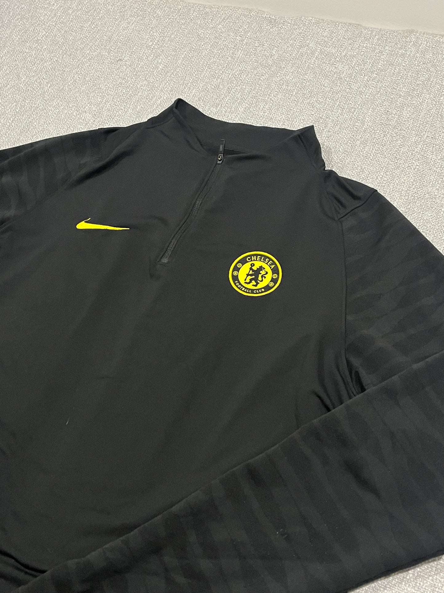 Nike Chelsea FC Dri-FIT Training Top Mens XL Black 1/4 Zip Football Long Sleeve
