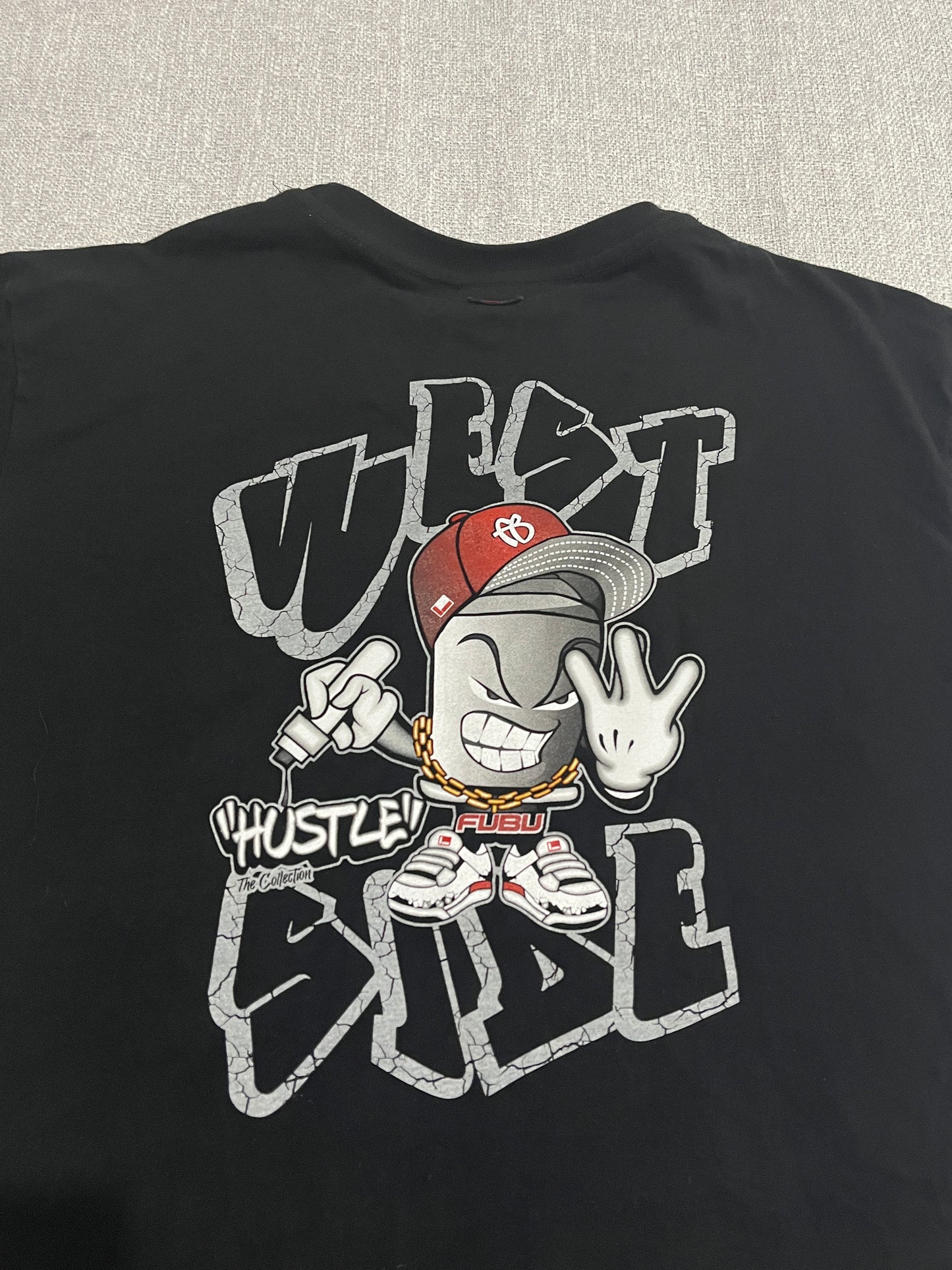 FUBU Worldwide Hustle Graphic T-Shirt Mens Large Black Streetwear Hip Hop Tee