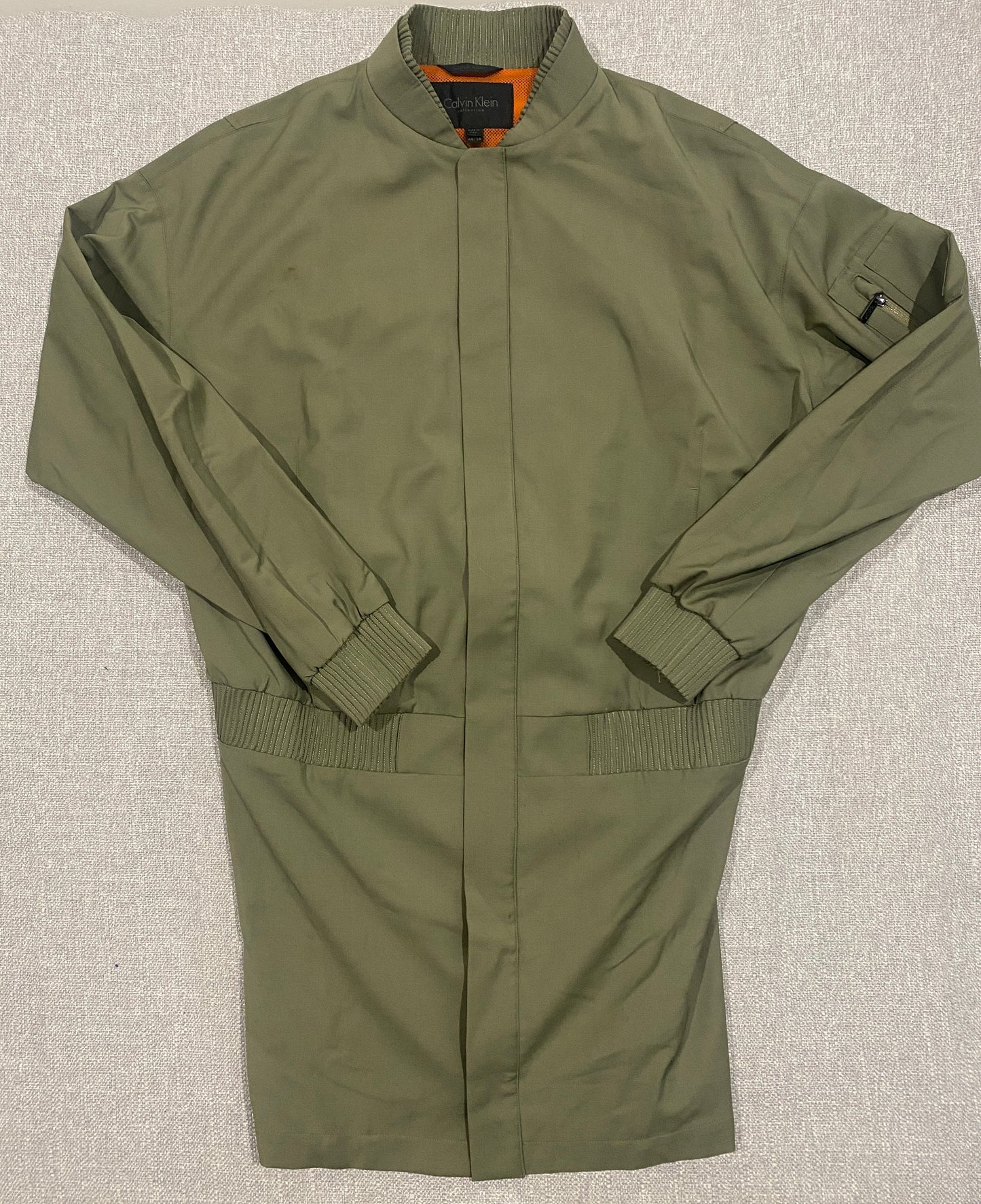 Calvin Klein Collection Jacket Mens 48 (L/XL) Olive Green Bomber Italy Designer