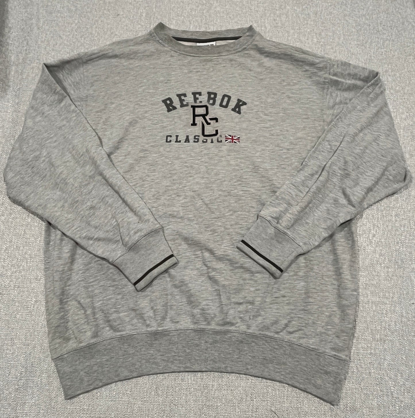 Reebok Classic Sweatshirt Mens 2XL Grey Crew Neck Pullover Jumper RC Logo