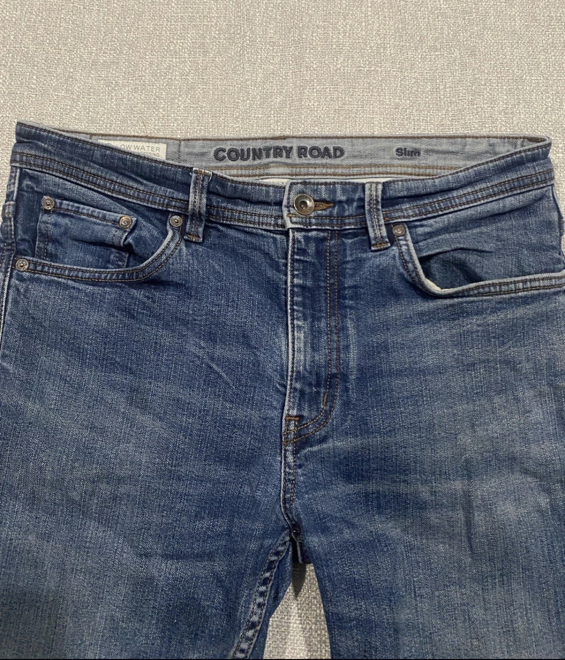 Country Road Slim Jeans Mens 32 Blue Stretch Denim Pants Tapered Casual