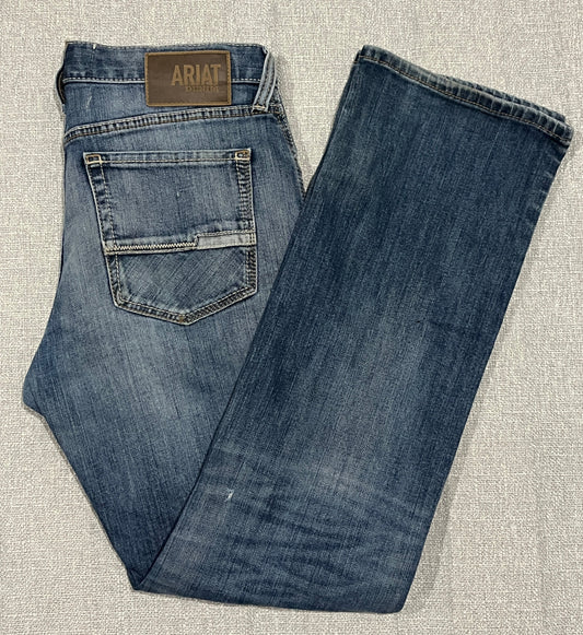 Ariat M4 Low Rise Boot Cut Jeans Mens 32x34 Blue Stretch Denim Western Cowboy