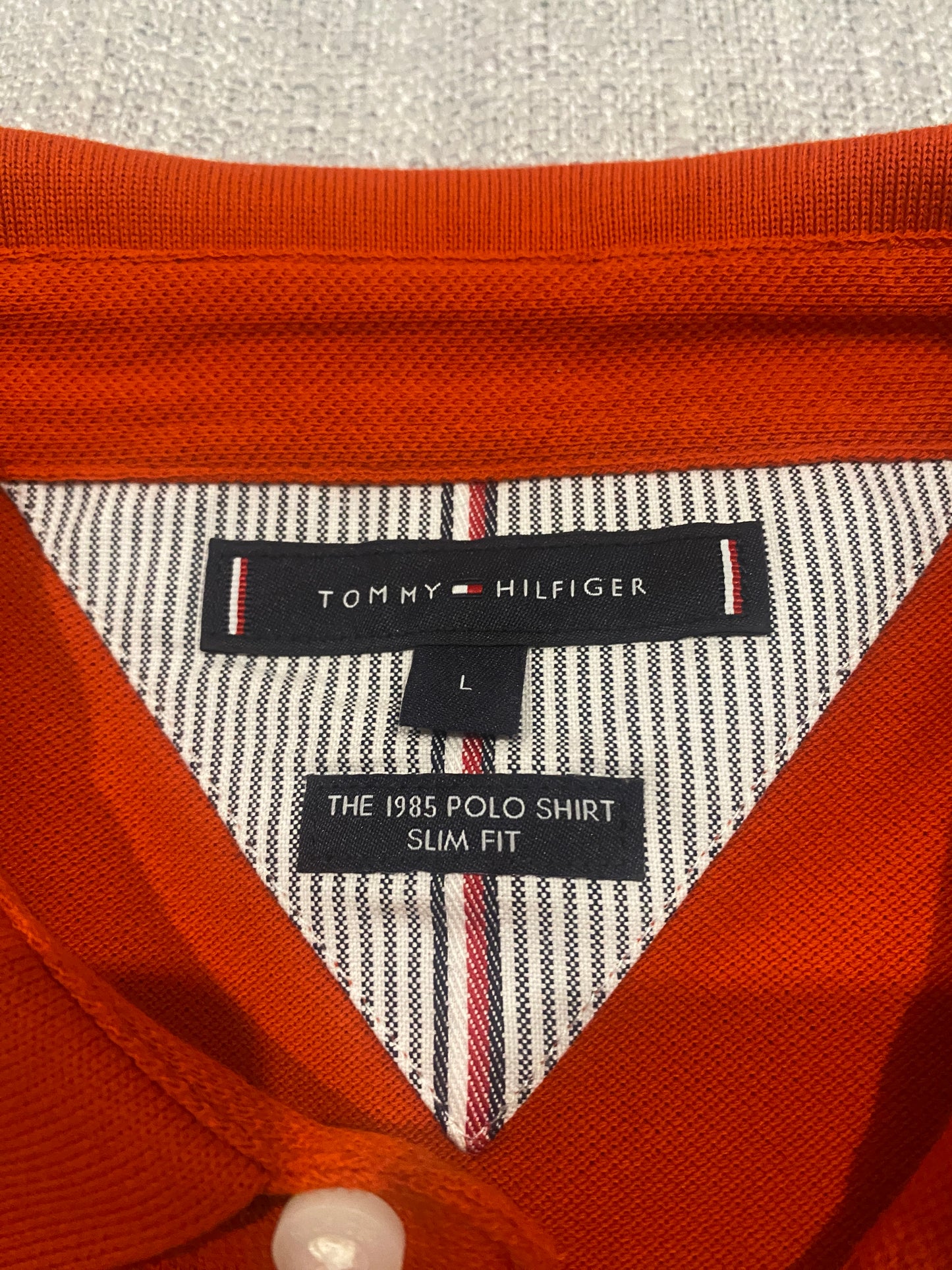 Tommy Hilfiger 1985 Polo Shirt Men’s Large Slim Fit Burnt Orange