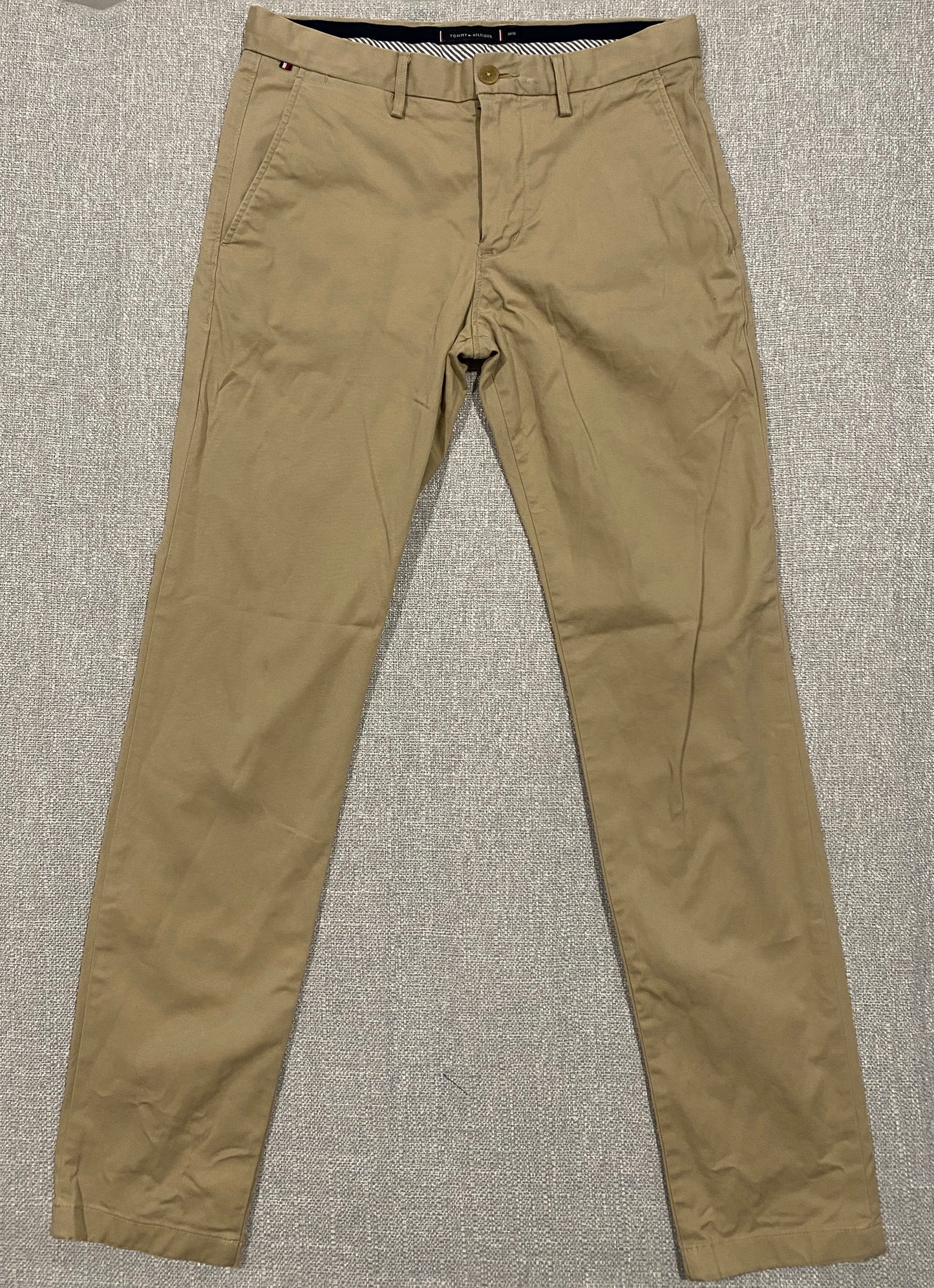 Tommy Hilfiger TH Flex Chino Pants Mens 30 Beige Slim Fit Casual