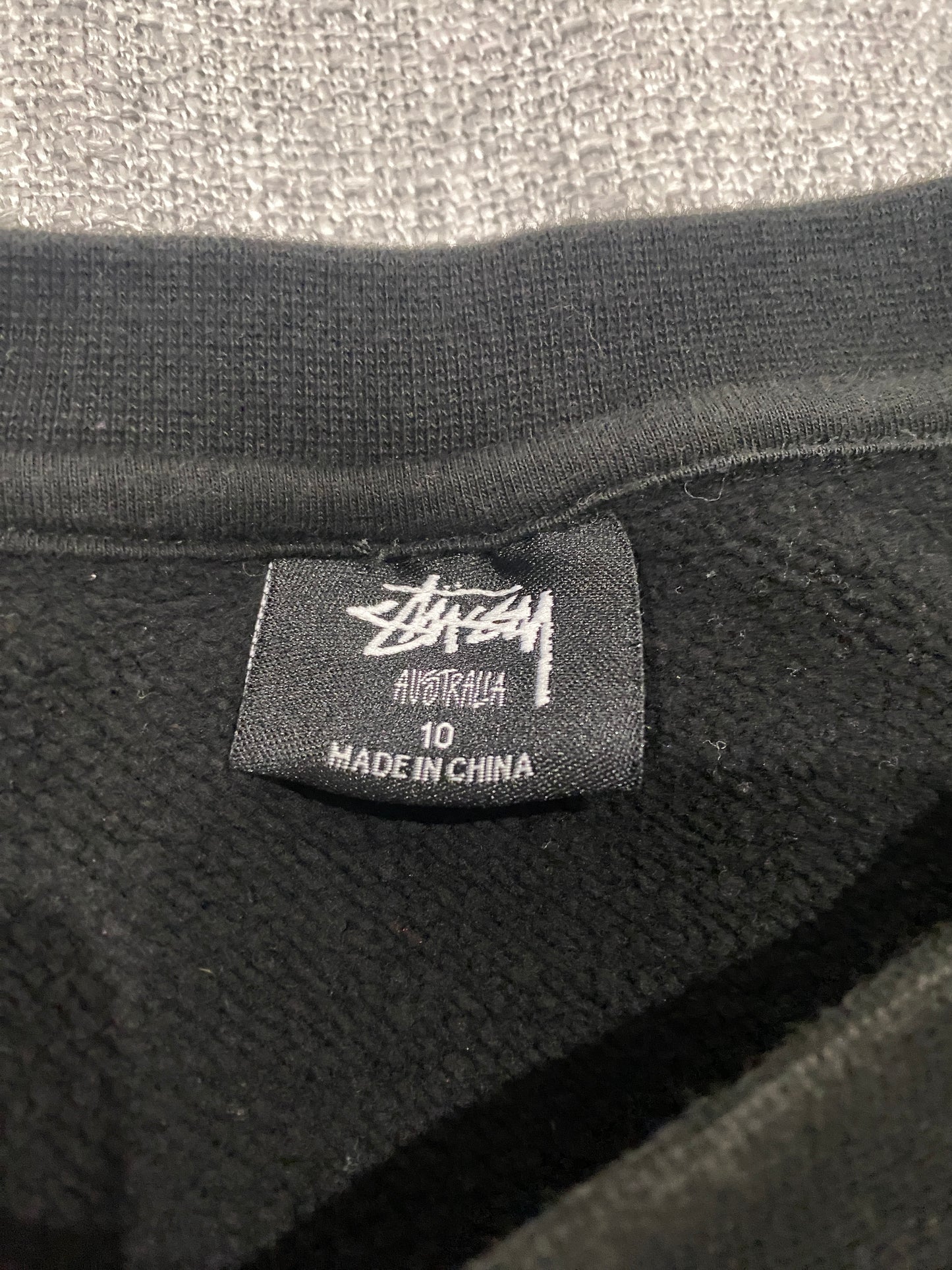 Stussy Crewneck Sweatshirt Womens 10 Black Oversized Streetwear