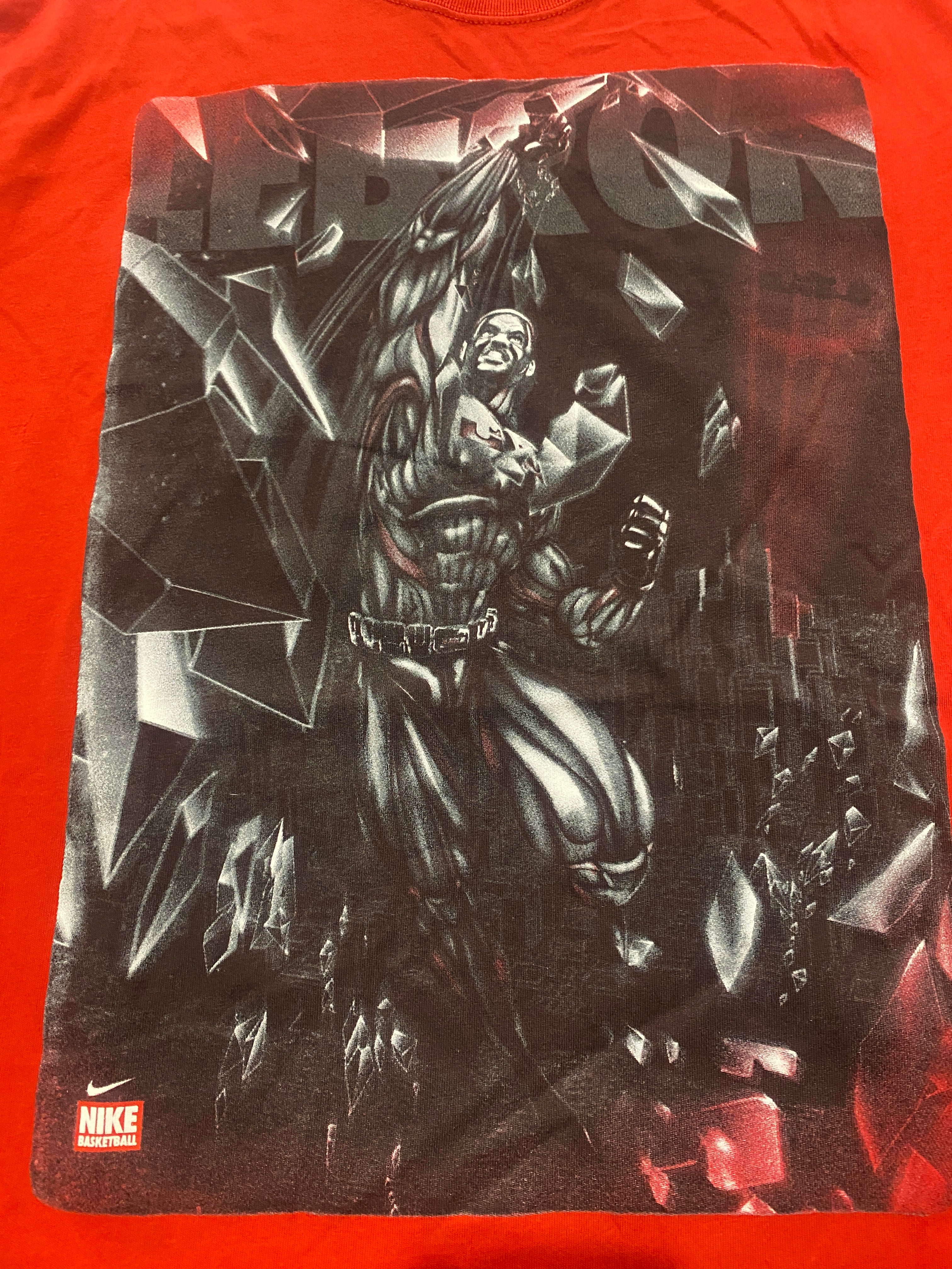 LeBron James King Superhero Nike Dri Fit Red Tee