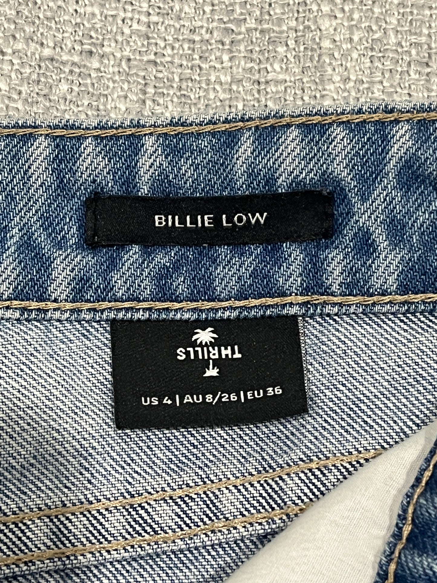 Thrills Billie Low Jeans Womens AU 8 Blue Wide Leg Denim Jeans W29
