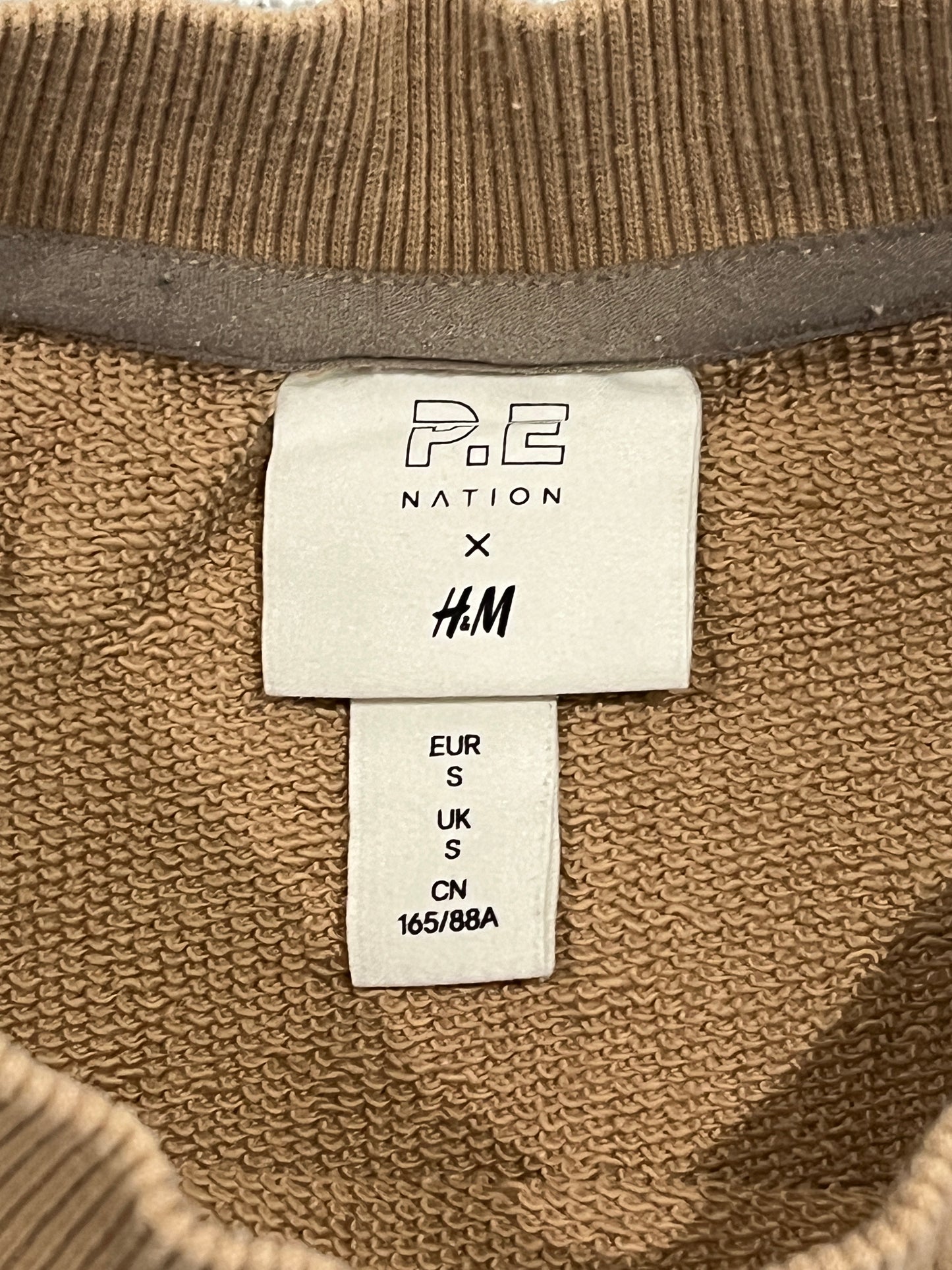 P.E Nation x H&M Sweatshirt Womens Small Beige Crew Neck Pullover Cotton Jumper