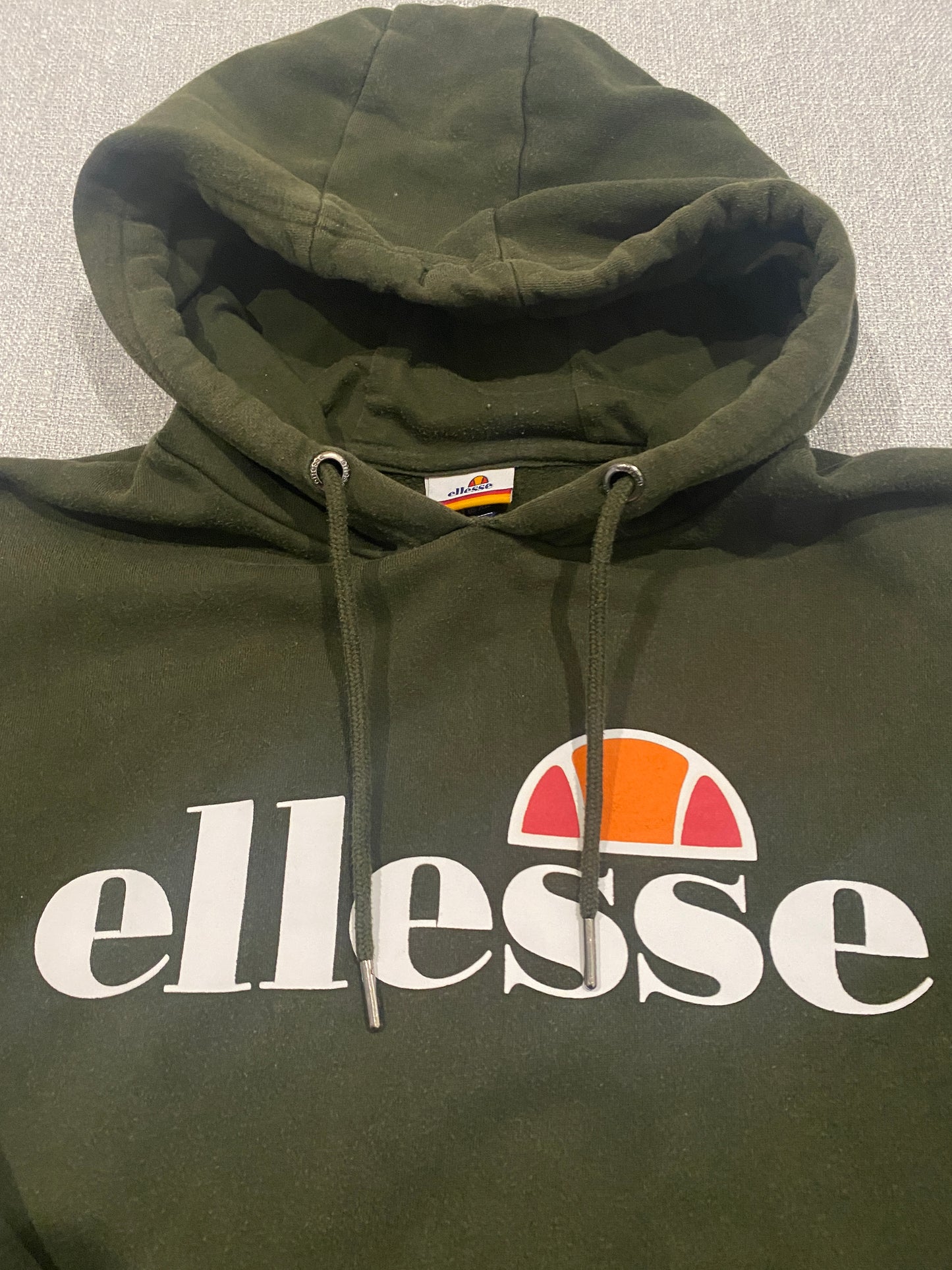 Ellesse Logo Hoodie Men’s XL Olive Green Pullover Fleece Sweatshirt