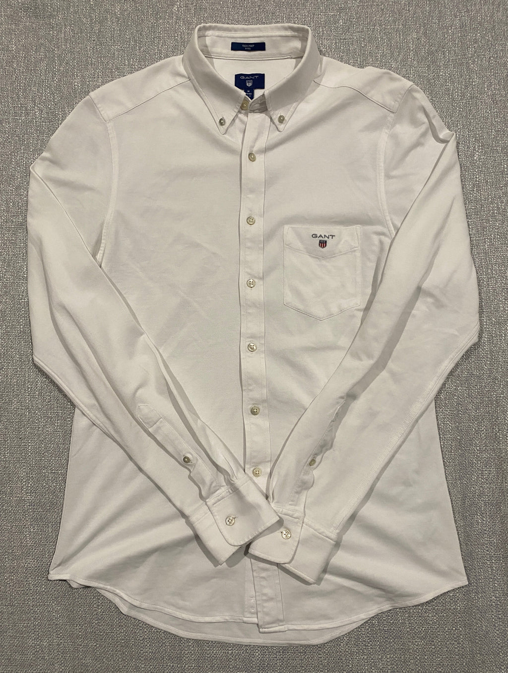 GANT Tech Prep Fitted White Button-Down Shirt
