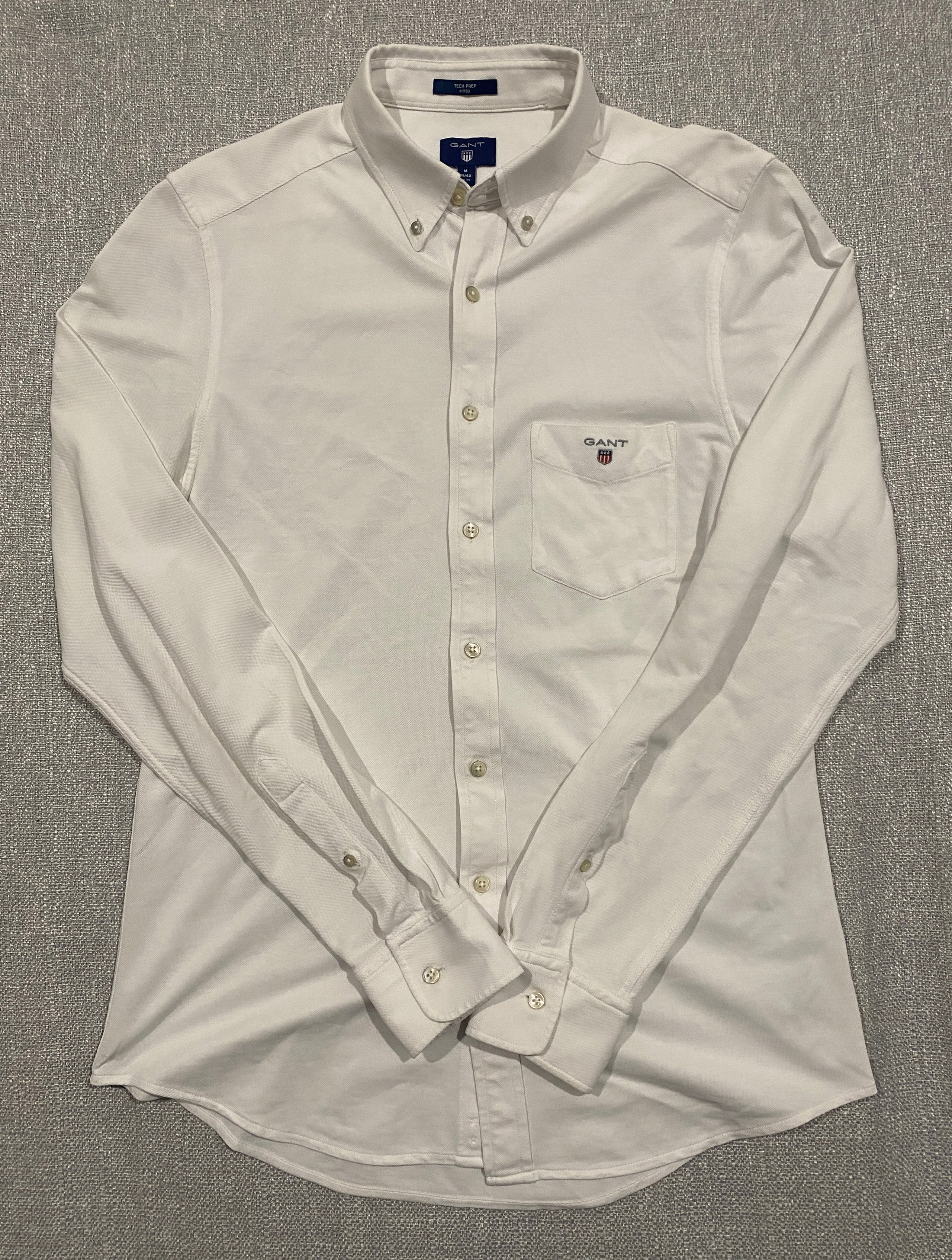 GANT Tech Prep Fitted White Button-Down Shirt