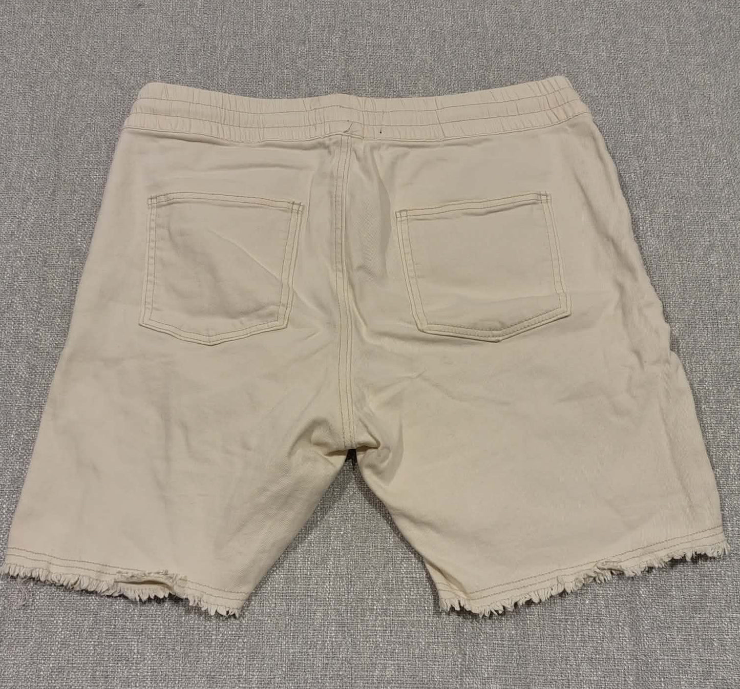 New Slaves Distressed Sweat Shorts Cream XL Raw Hem Streetwear