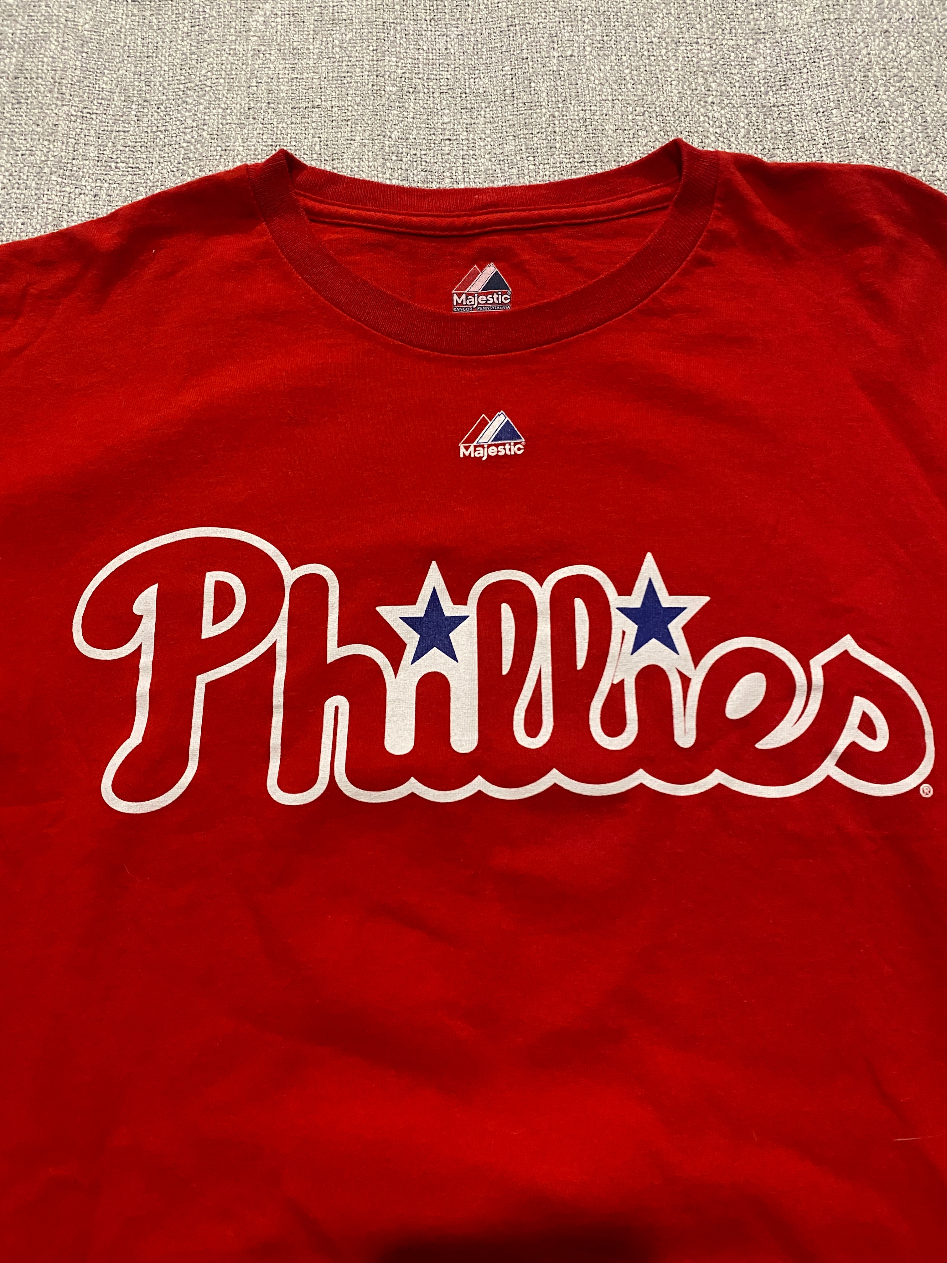 Majestic Phillies Red Tee with Brown 9 on Back
