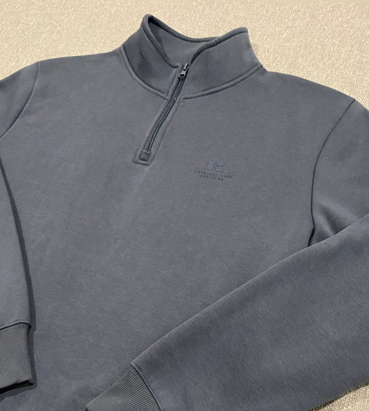 Russell Athletic Quarter Zip Sweatshirt Mens Medium Grey Pullover Fleece Jumper