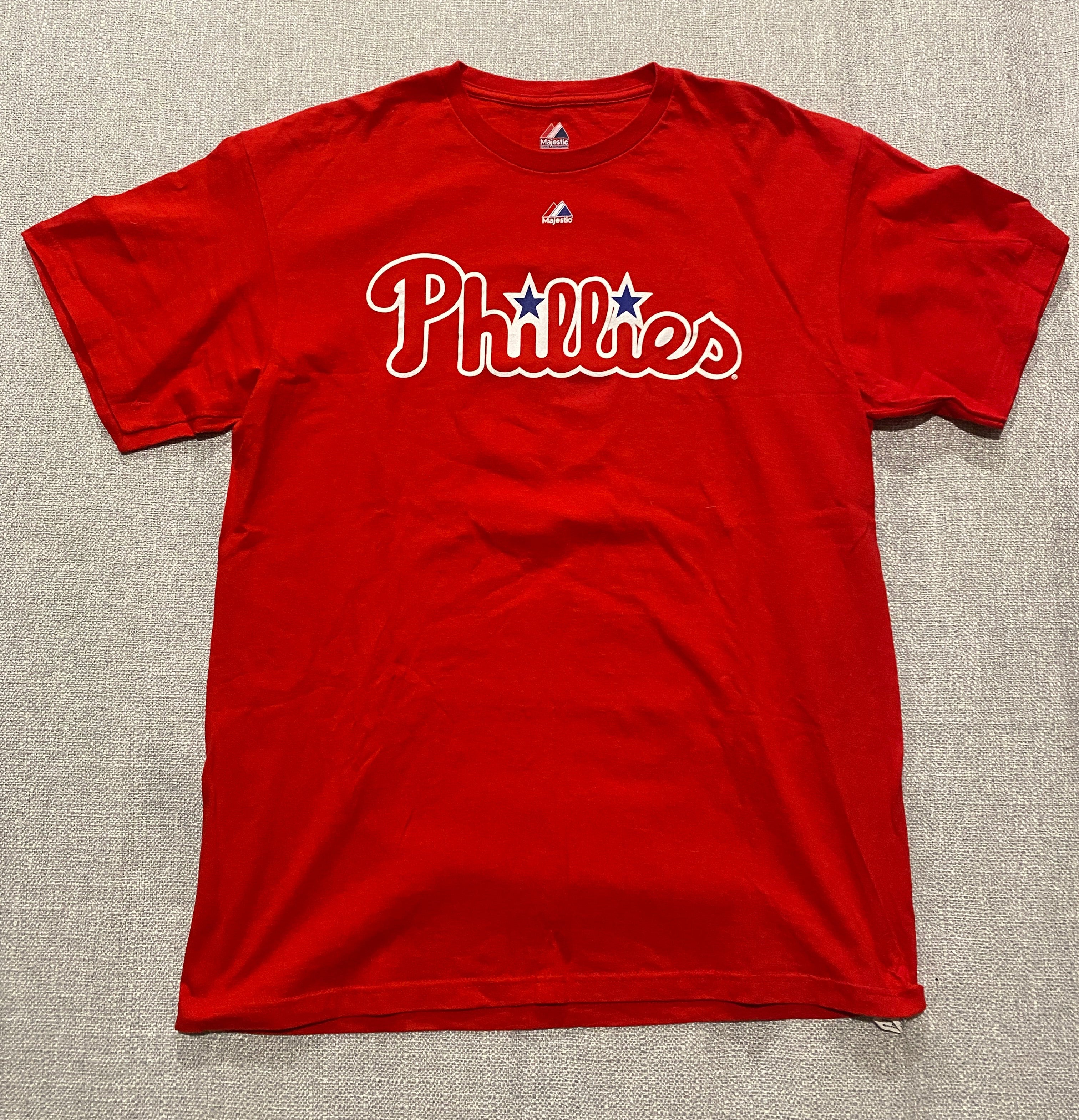 Majestic Phillies Red Tee with Brown 9 on Back
