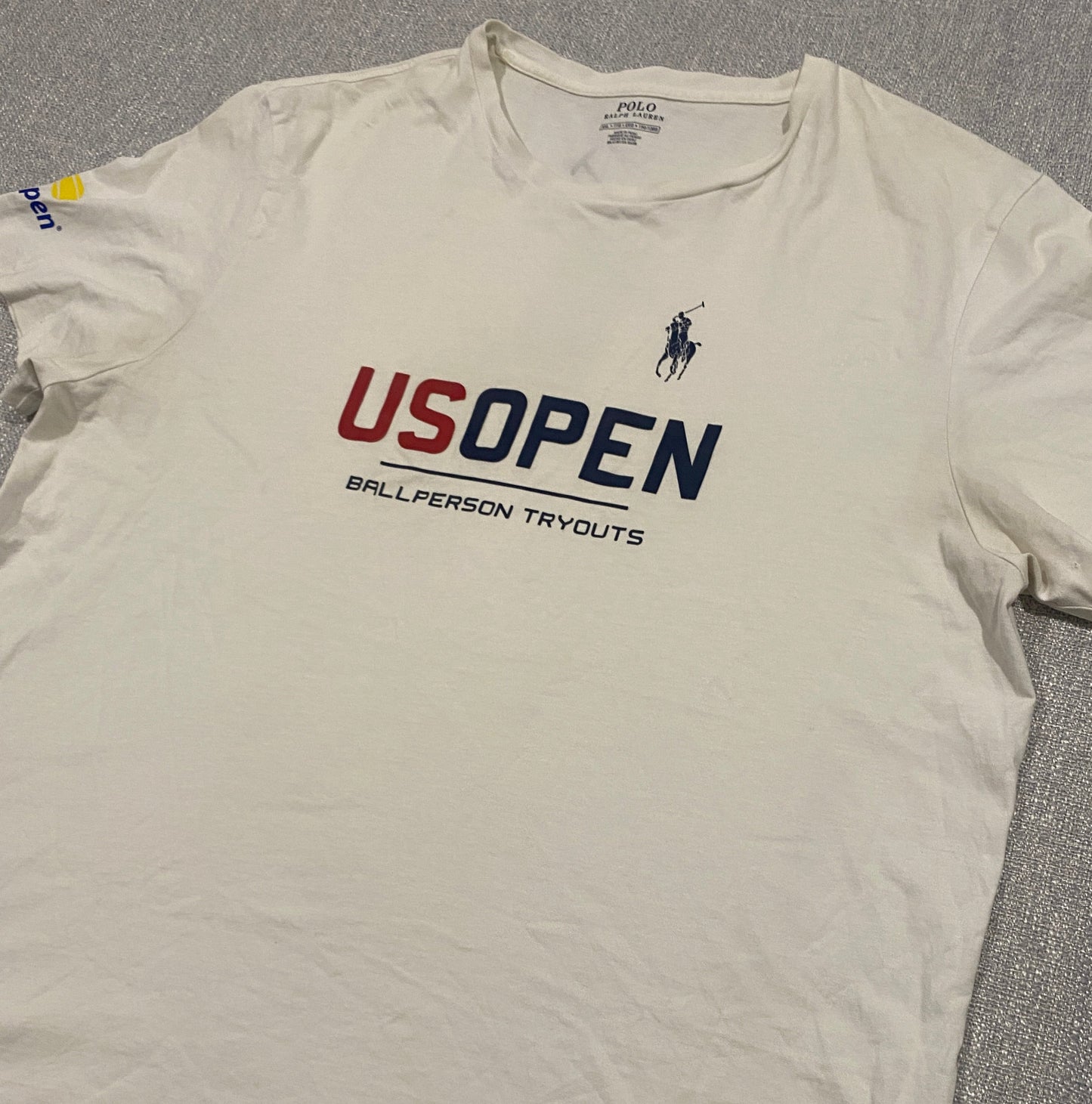 Polo Ralph Lauren US Open Tee Mens 2XL White Ballperson Tryouts Graphic