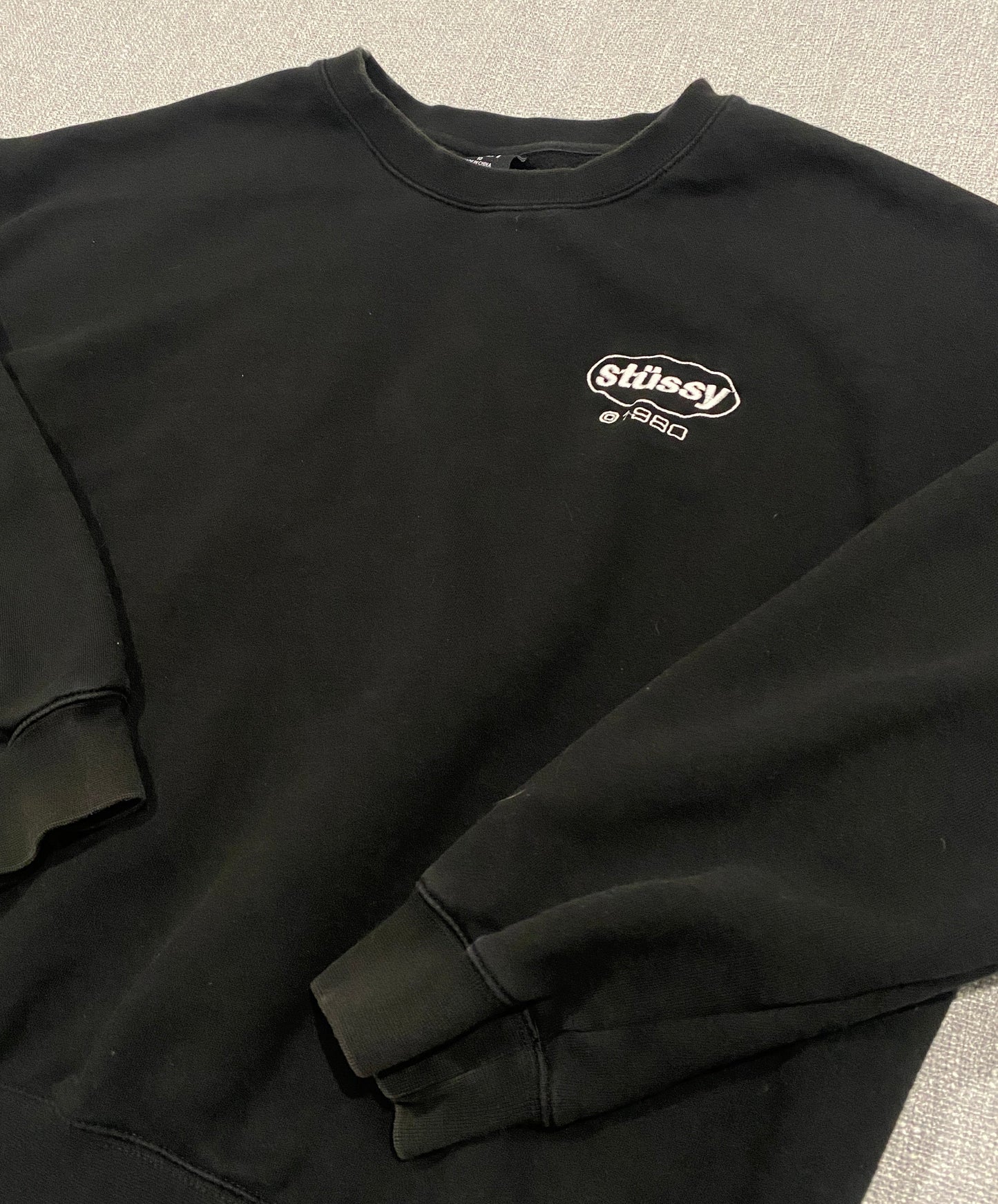 Stussy Crewneck Sweatshirt Womens 10 Black Oversized Streetwear