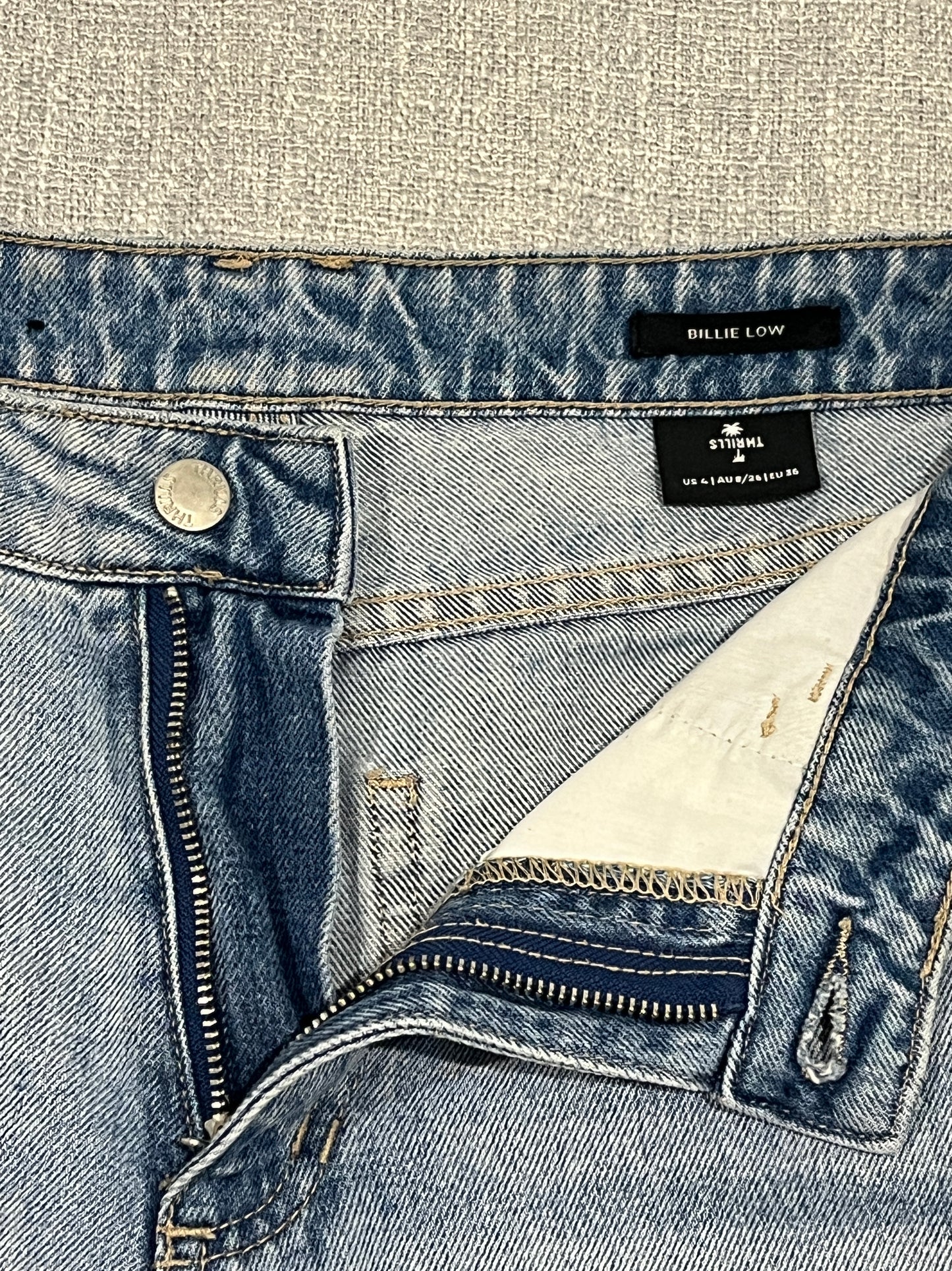 Thrills Billie Low Jeans Womens AU 8 Blue Wide Leg Denim Jeans W29