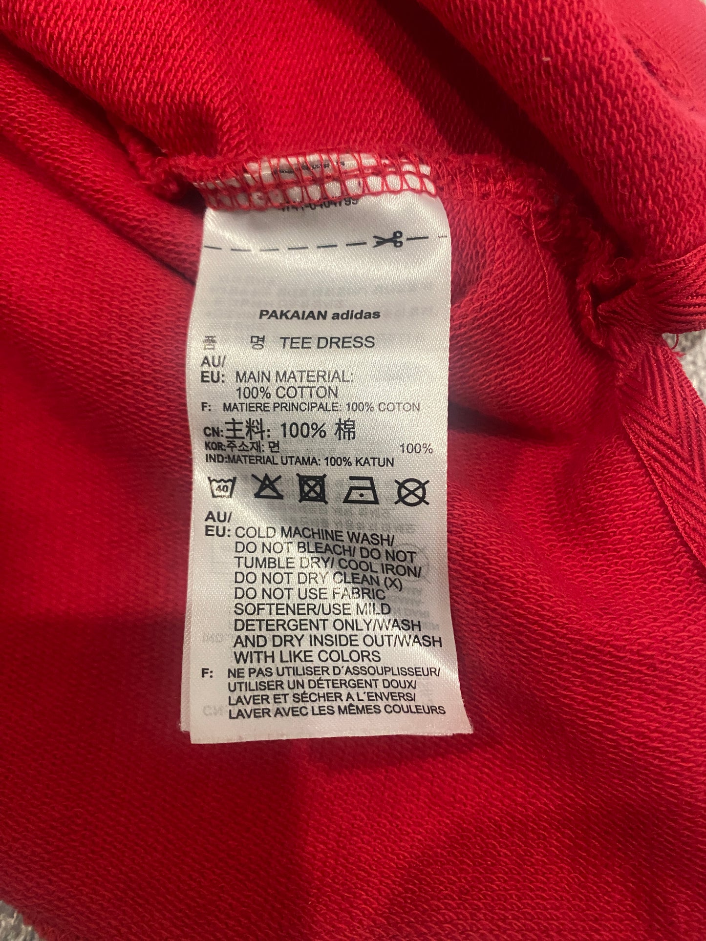 Adidas Originals Trefoil T-Shirt Womens Size 10 Red 3 Stripe Tee Dress