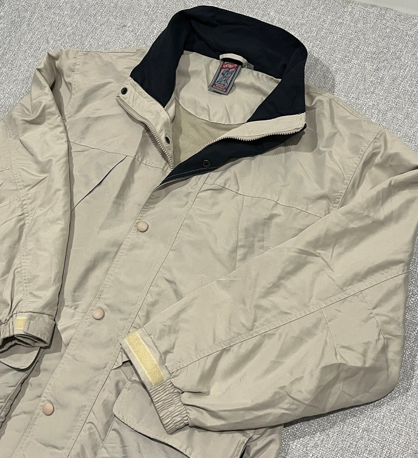 Thomas Cook VenturLite Waterproof Jacket Mens M Beige Outdoor Hiking Teflon Coat