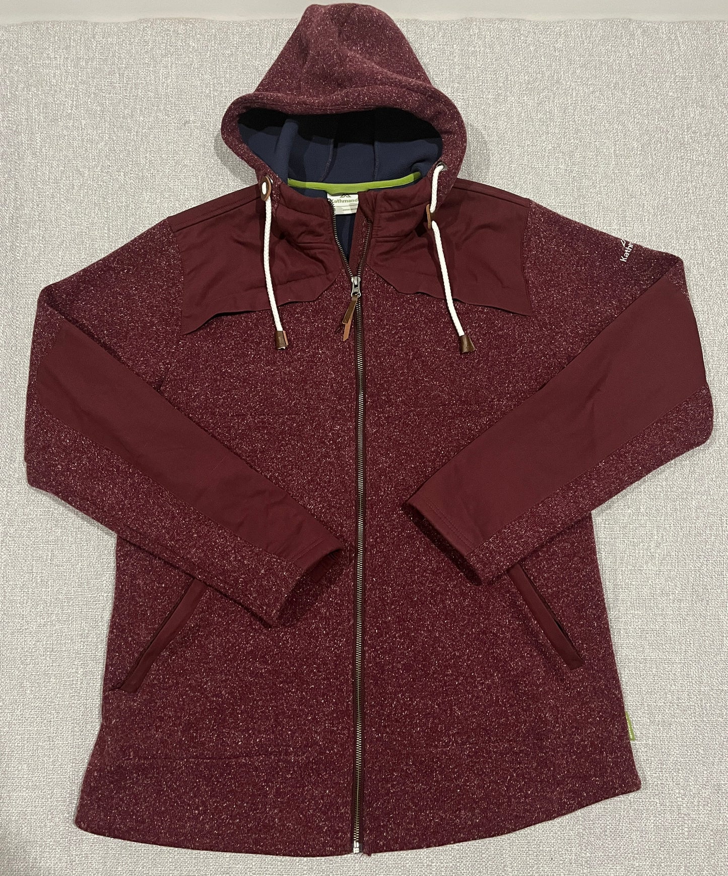 Kathmandu Womens Hooded Fleece Jacket Size 16 Burgundy Marle Full Zip Outdoor